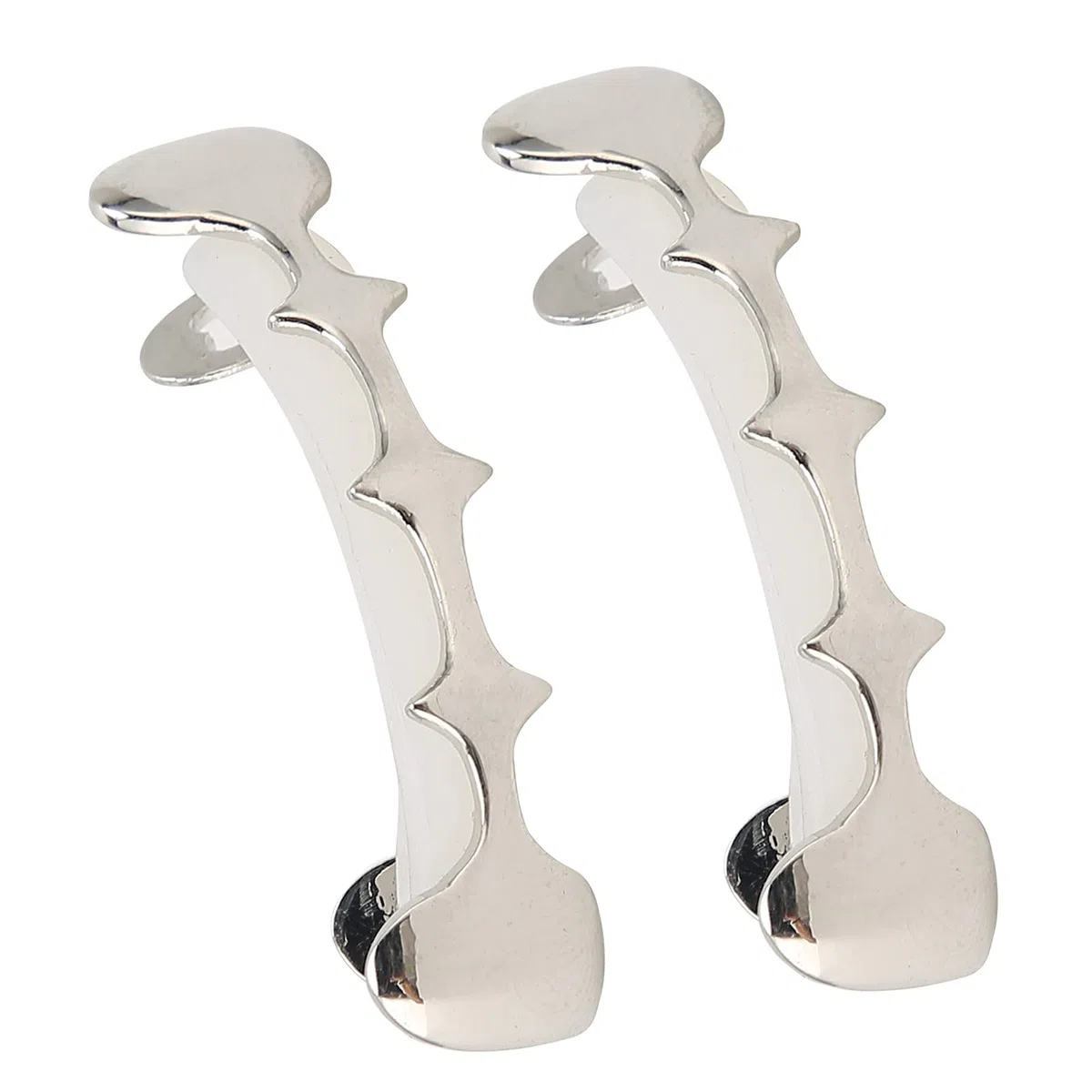 Parrillas de dientes chapadas en oro de 18 quilates Grillz, conjunto de dientes falsos de Hip Hop irregulares, accesorio de decoración de dientes de Hip Hop para festival de Halloween(Plata)