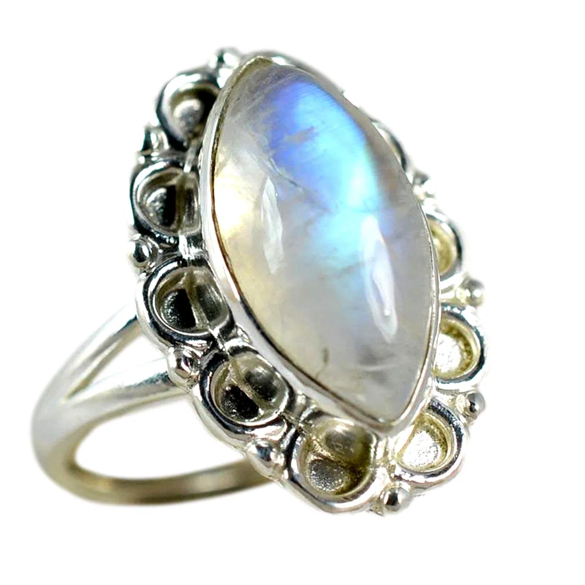 925 Sólido Plata de Ley Arcoíris Moonstone Hecho a Mano Anillo de Mujer Tamaños 4 a 31 ES