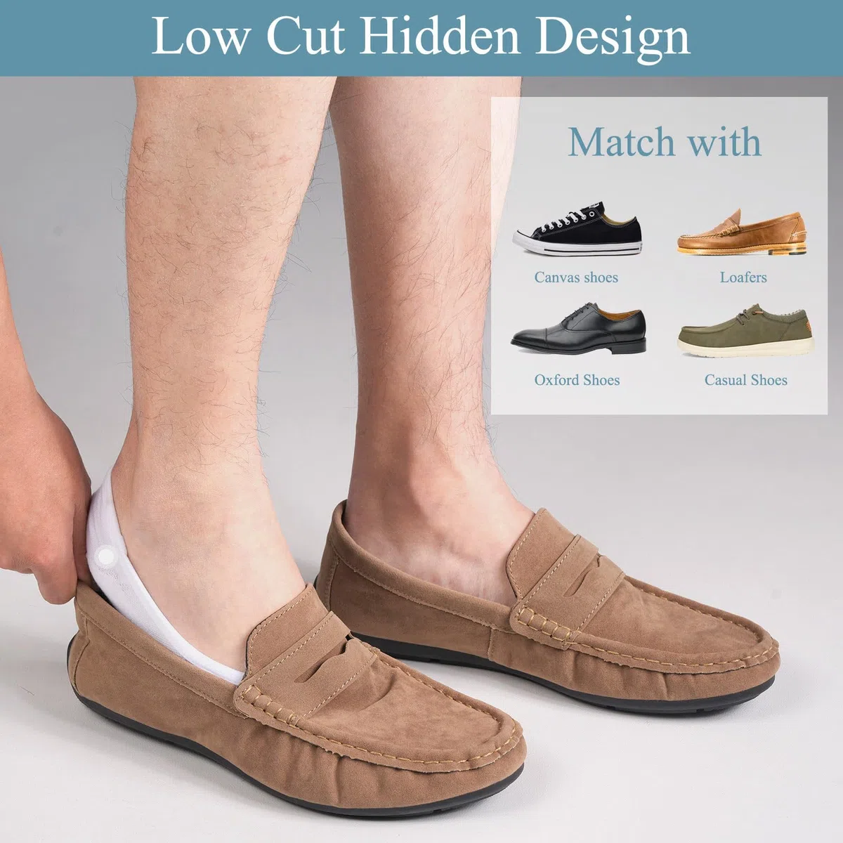 Calcetines invisibles para hombre, 6-8, 9-12, de corte bajo, antideslizantes, con forro oculto, 6 pares