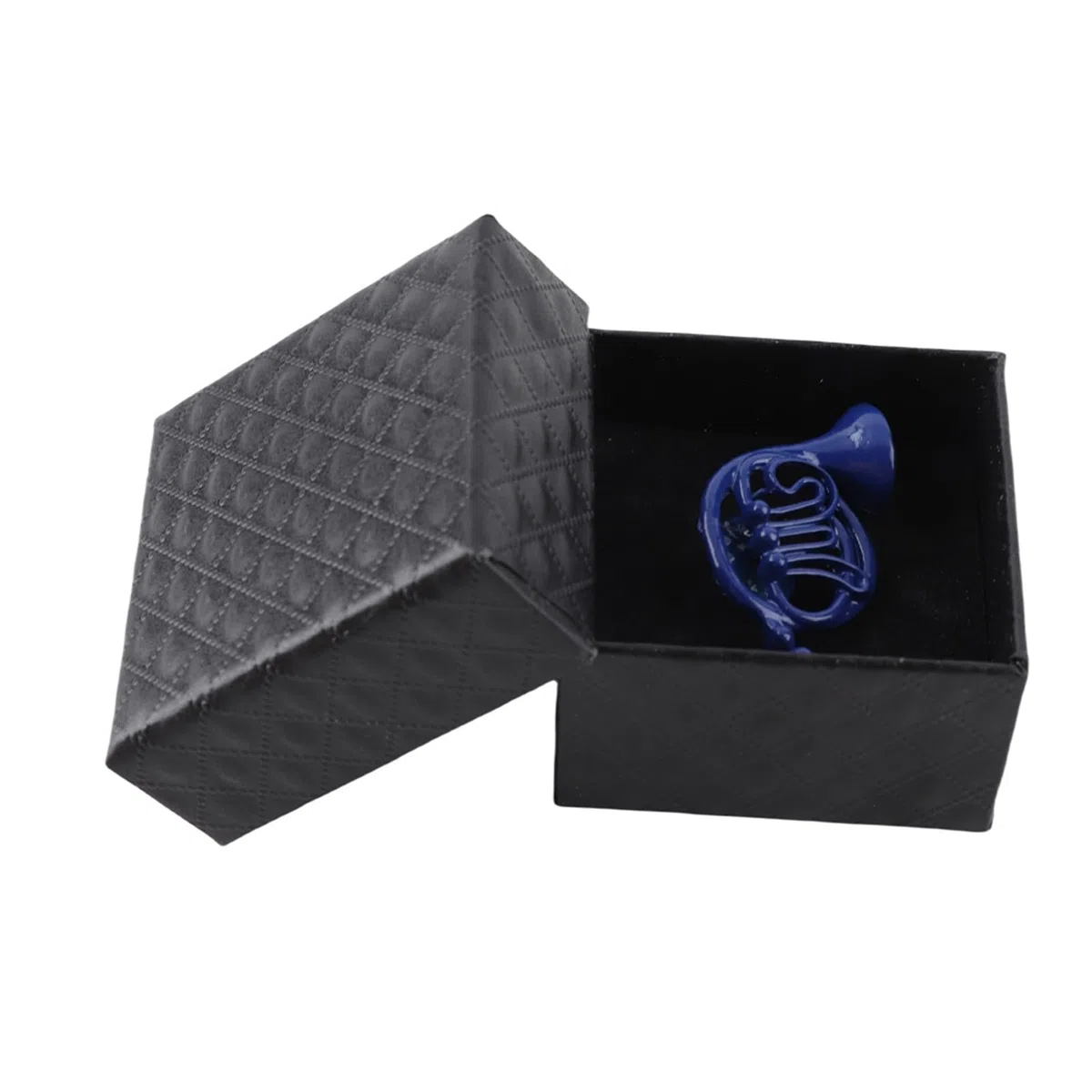Broche Decorativo de Metal con Cuerno Azul, con Caja de Regalo, para Ropa, Sombreros, Bufandas
