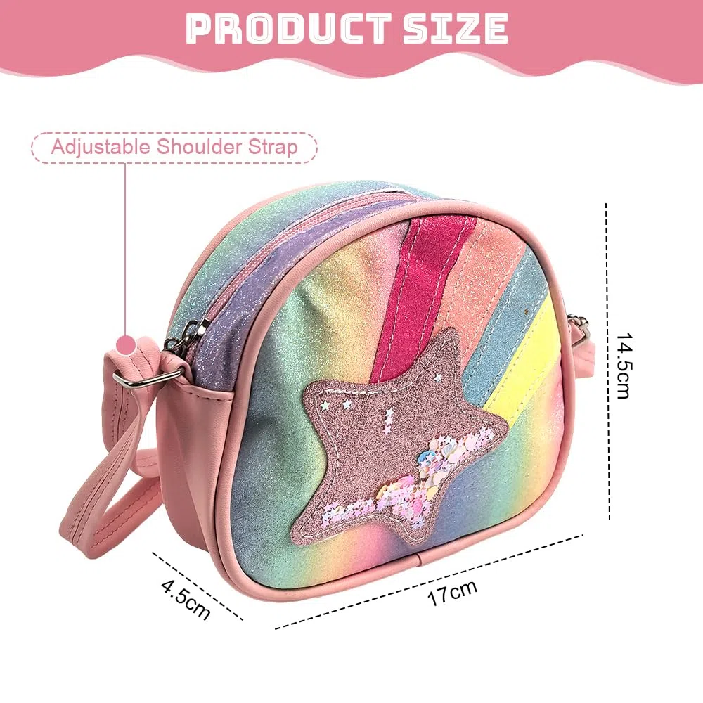 Bolso Bandolera para Niña,Rainbow Bolsa Pequeña Pequeño Bolso de Hombro para Niñas con Correa Ajustable,Mini Bolsas de la Princesa Bolsos de Mano Monedero Niña Regalo para Niñas 3-10 Años