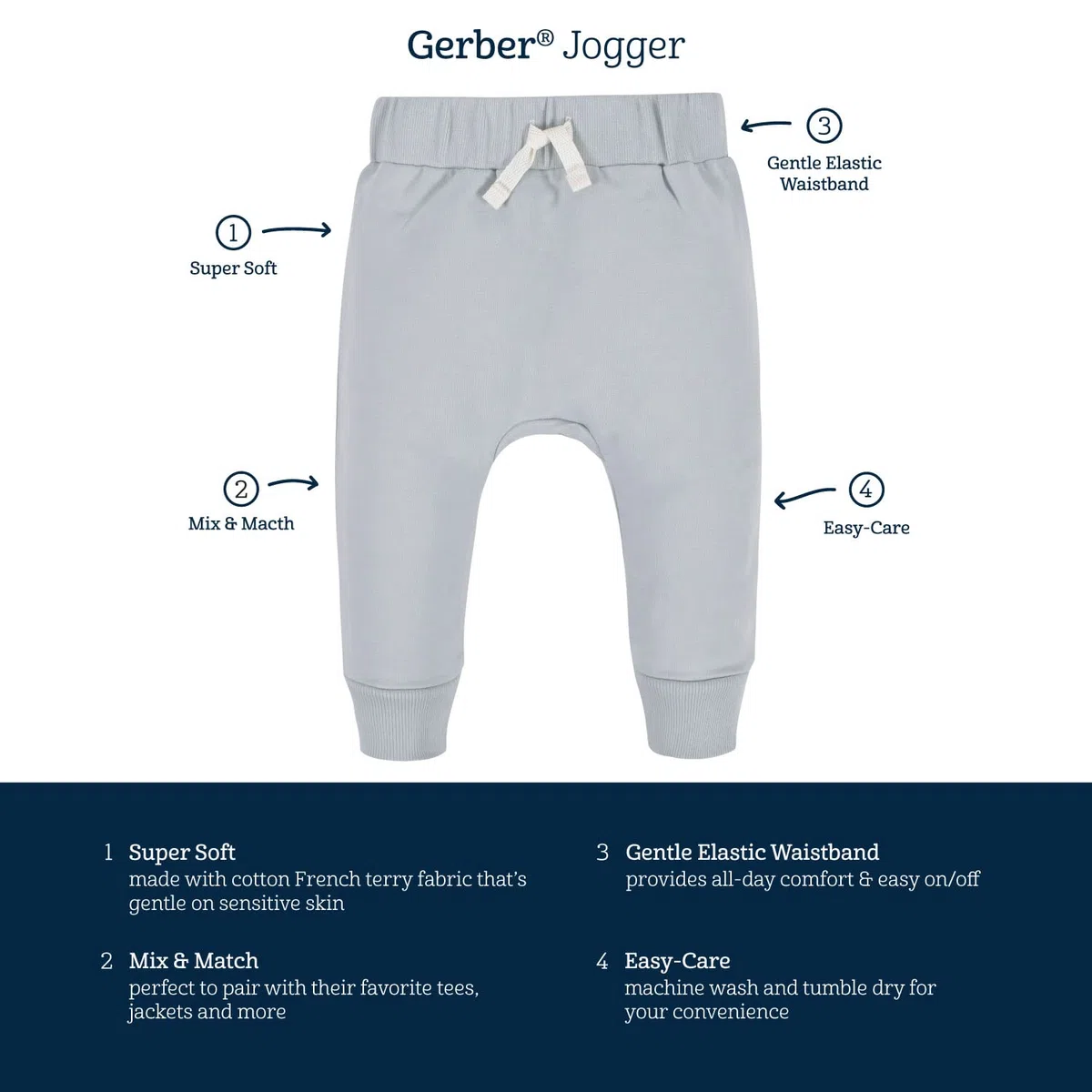 Gerber antalones Deportivos para bebés niños pequeños (Paquete de 3)