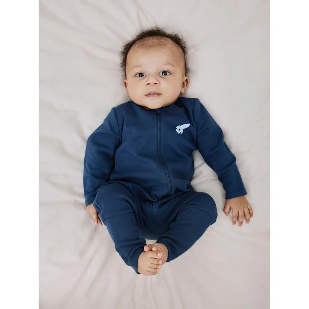 NAME IT Nbmnightsuit 2p Zip FF Dark Space Noos Mono Bebé-Niños (Pack de 2)
