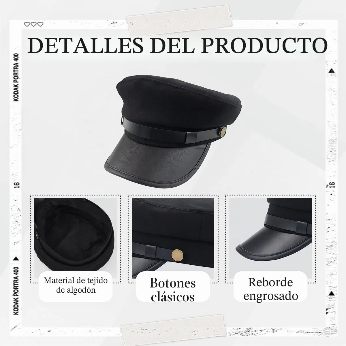 sombrero de pescador clásico británico unisex con parte superior plana, sombrero de chófer, gorra de disfraz, para hombres y mujeres (negro)