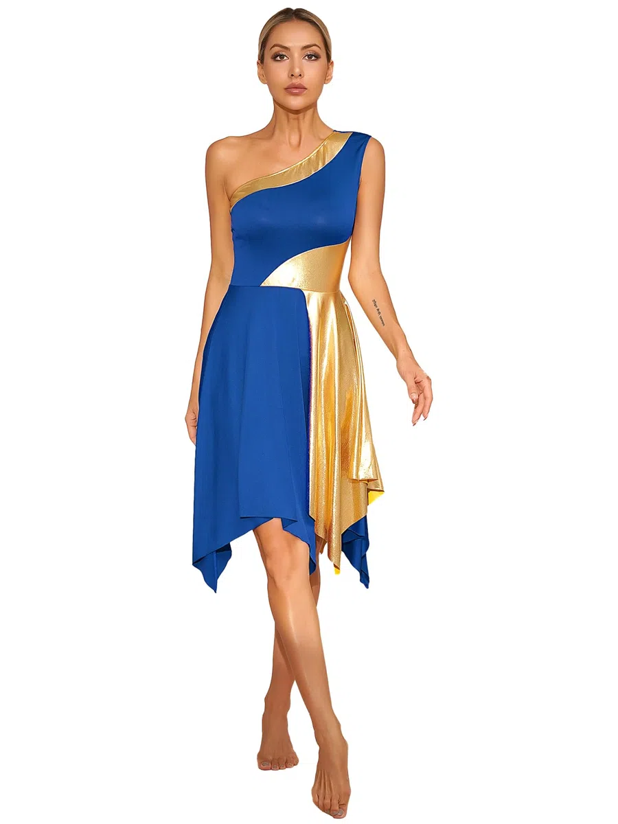 ranrann Vestido de Danza Ballet para Mujer Irregular Vestido Largo de Baile Lírica Contemporánea Traje Baile de Salón Latino Tango Dancewear