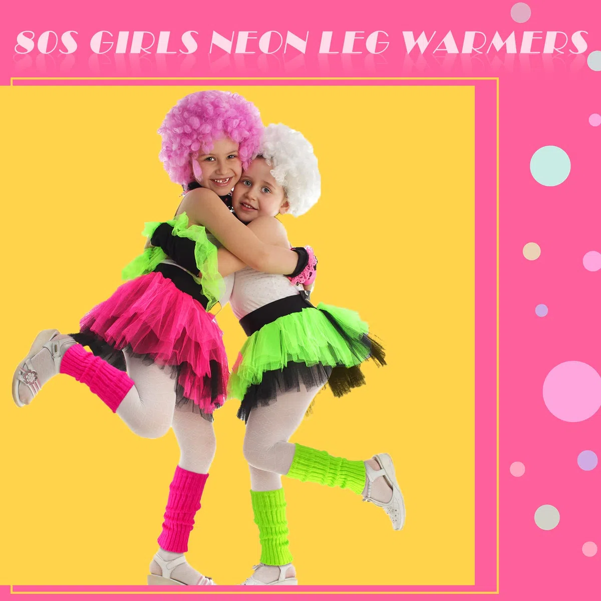 Giegxin 4 pares de calentadores de piernas de neón de Halloween para niñas y niños pequeños, calcetines de punto acanalado de los años 80, accesorios para fiesta de yoga