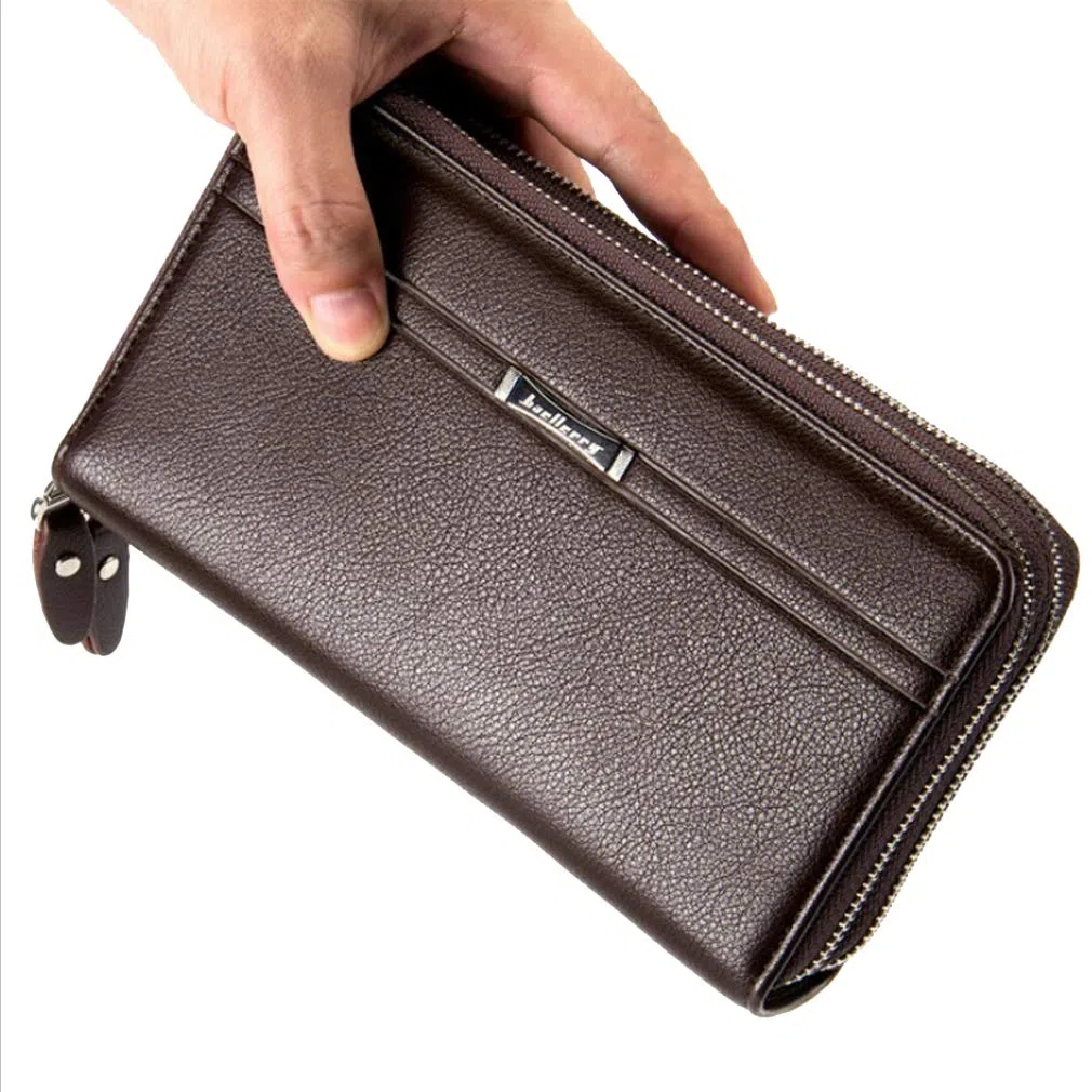 Bolso De Cuero Correa Para La Muñeca Para Hombre Titular De Teléfono Bolso Para La Bolsa Negocio Compartimientos Múltiples Bolso Phone marrón