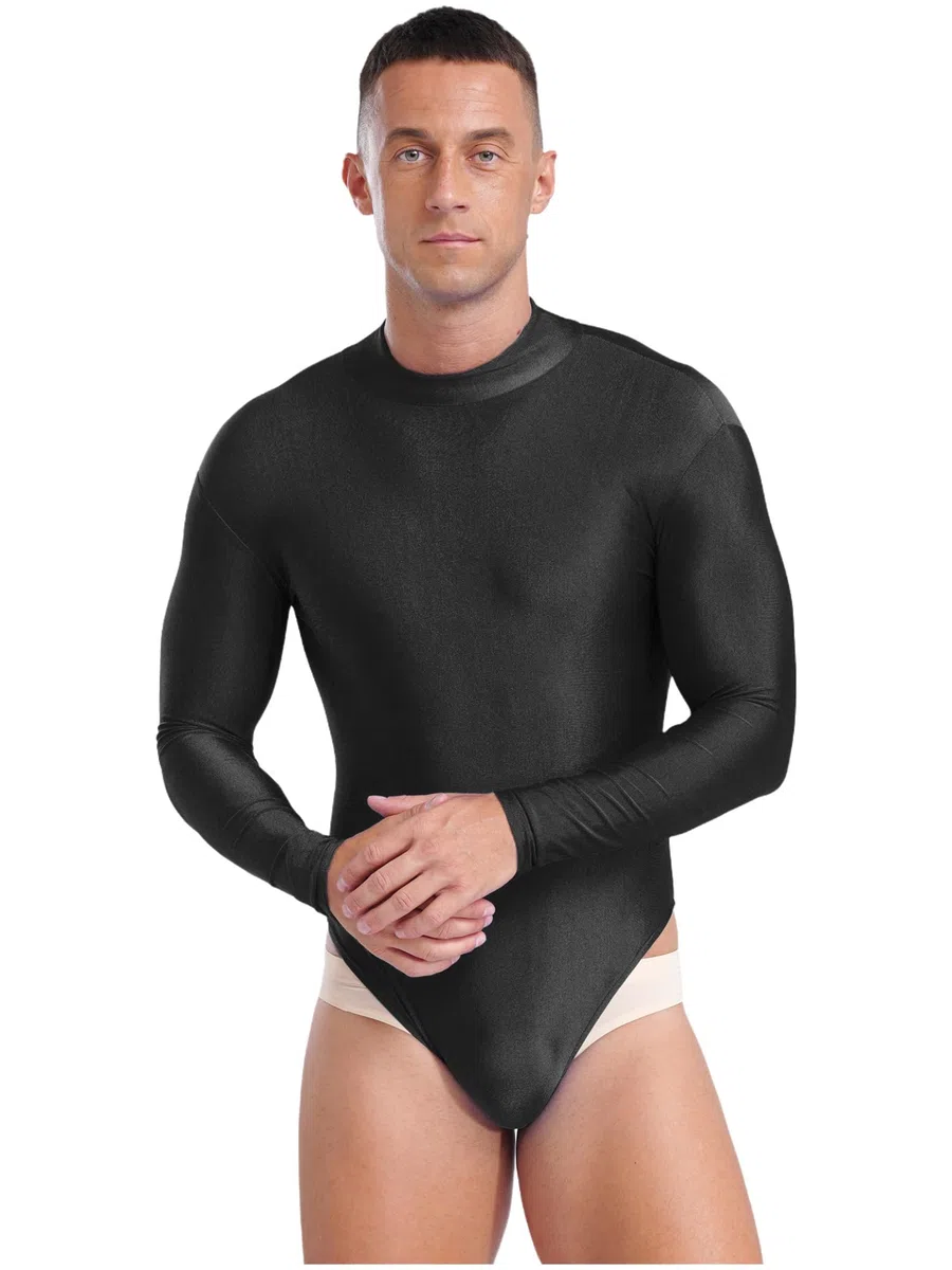 Body de gimnasia para hombre, camisa latina, manga larga, monocolor, body, patinaje artístico, leotardo, danza, chándal