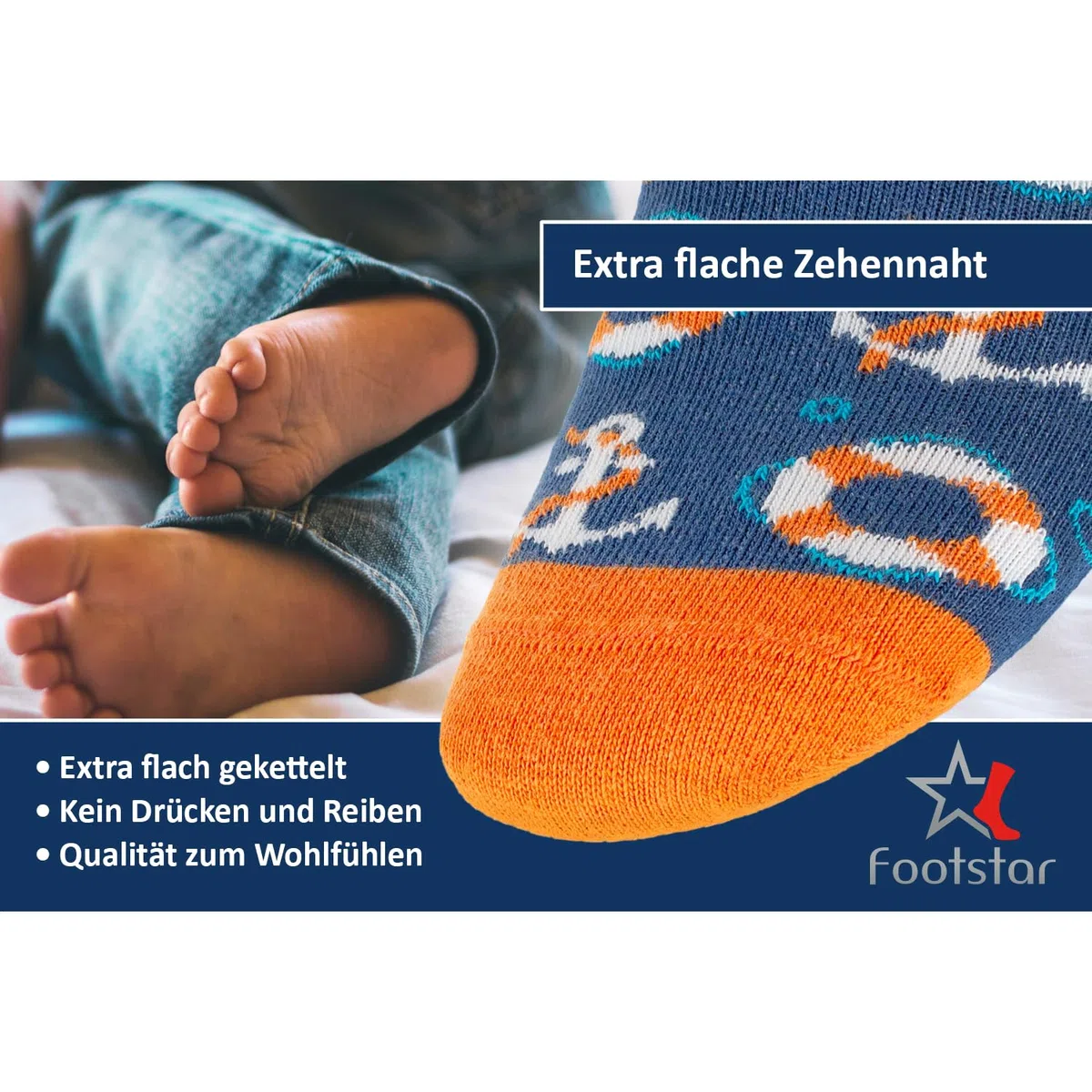 Footstar Calcetines básicos de algodón coloridos (6 pares) con divertidos motivos para niñas y niños