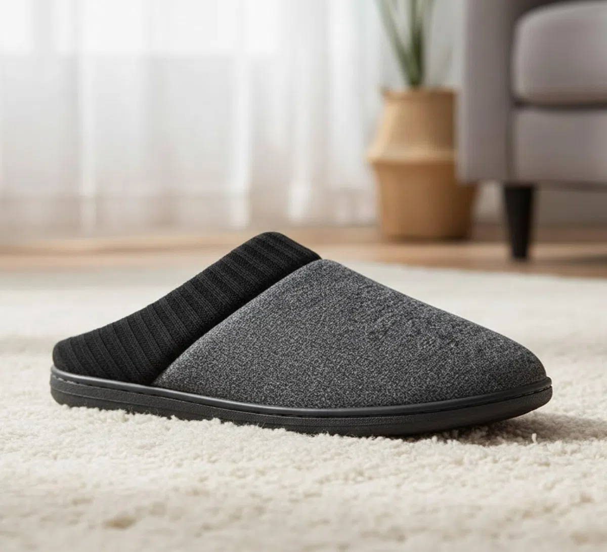TTW Zapatillas Casa Hombre Invierno Zapatillas de Estar por Casa Cómodas y Cálidas Pantuflas de Algodón con Suela Antideslizante