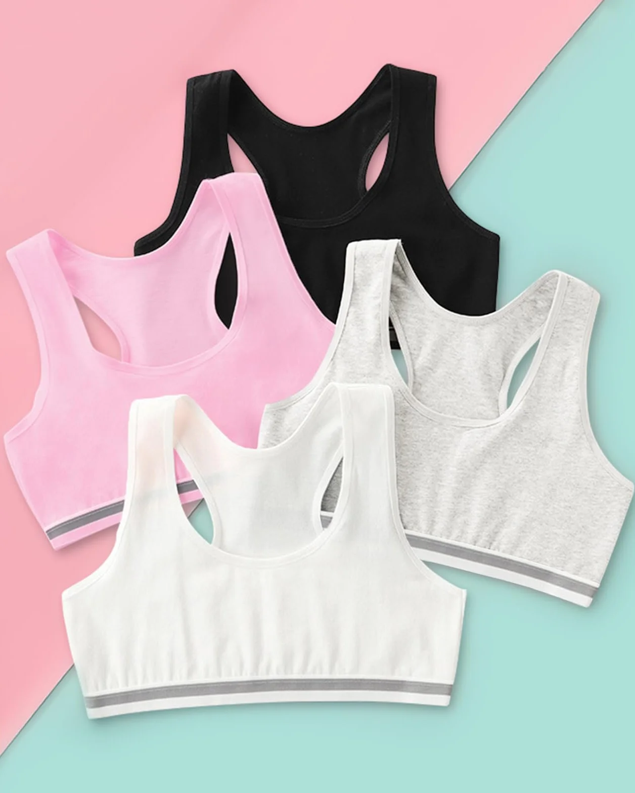 Domee Sujetadores de Algodón Top sin Aros Ropa Interior Niña Paquete de 4
