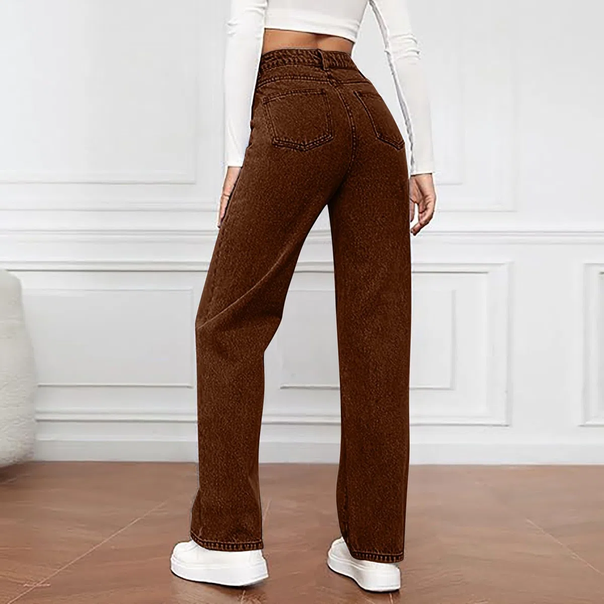 Vaqueros Mujer Rectos Talle Alto Push Up Pantalones Vaqueros Anchos Talle Alto con Bolsillos Jeans Mujer Anchos Talla Grande Vintage Classico Pantalon Denim Streetwear
