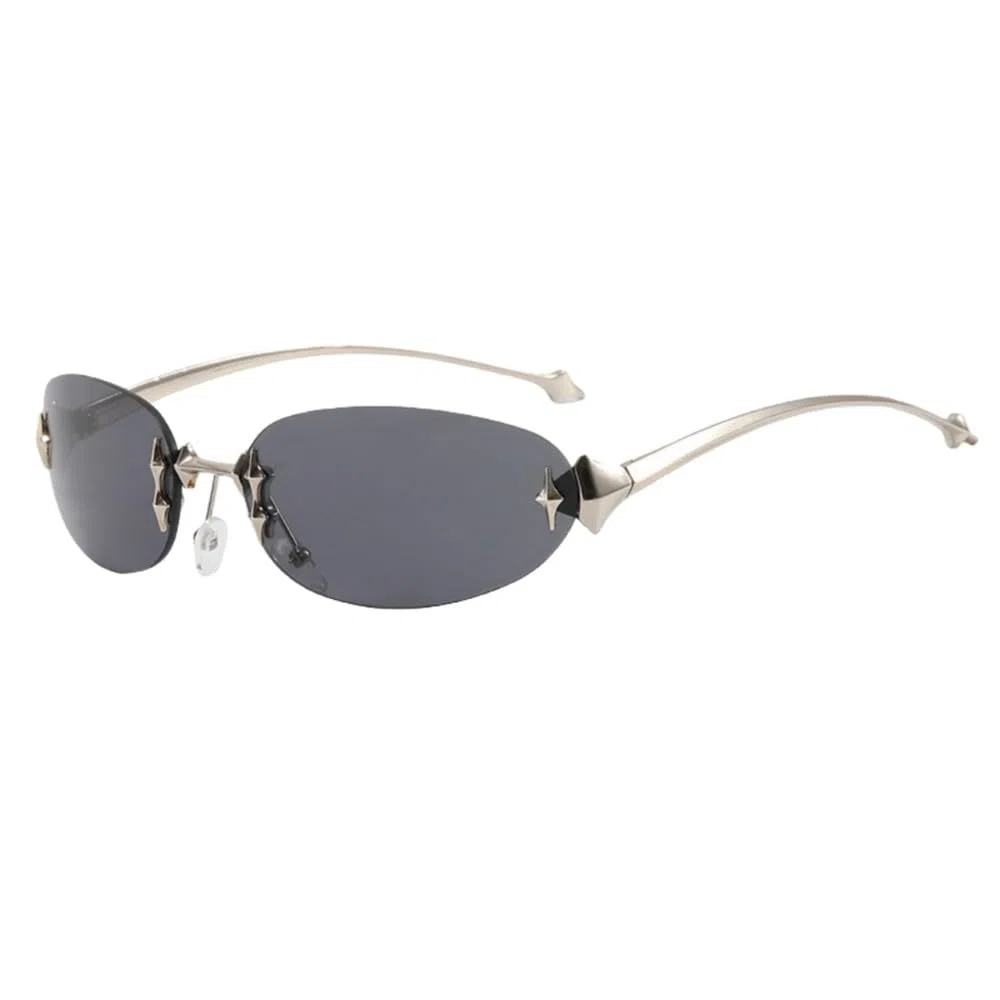 Gafas de sol sin marco, modernas, de metal, estilo retro, decorativas, con diseño decorativo, UV400