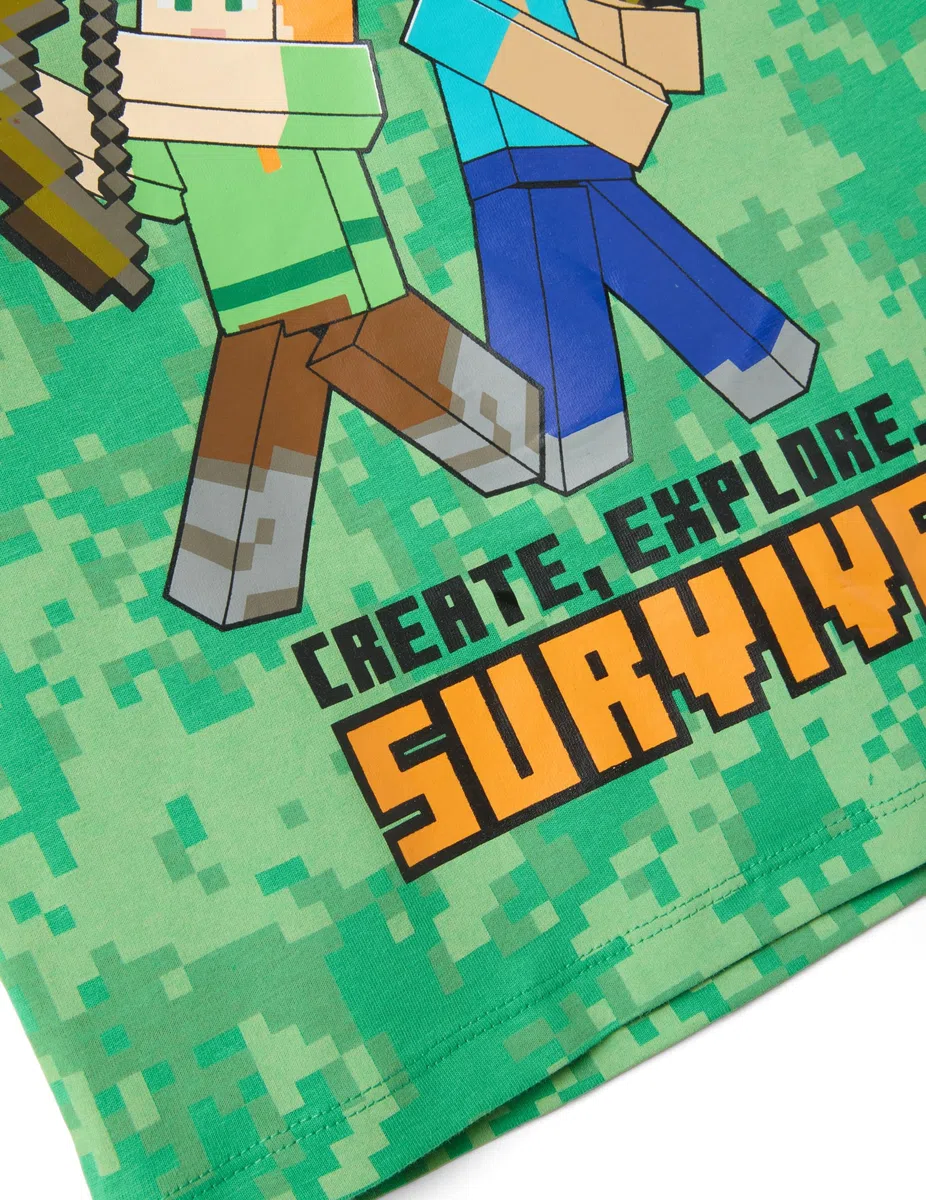OVS Kids Camiseta de Tirantes Verde de algodón Puro para niño con Estampados de Minecraft