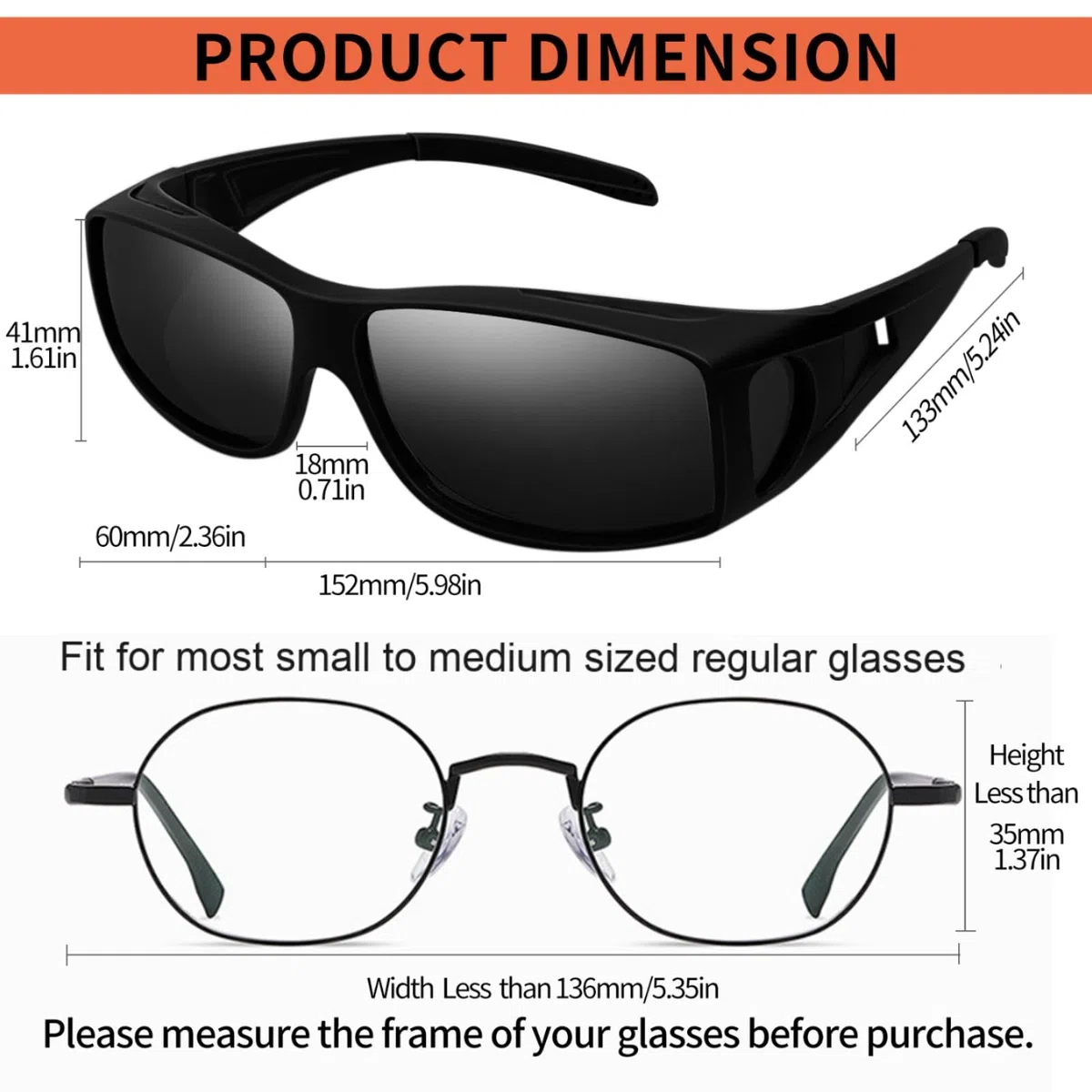 KANASTAL Alta protección UV Gafas de Sol Superpuestas Polarizadas TR90 Ultraligero Rectangulares Protección UV400, Conducción, Deportes al Aire Libre y Viajes