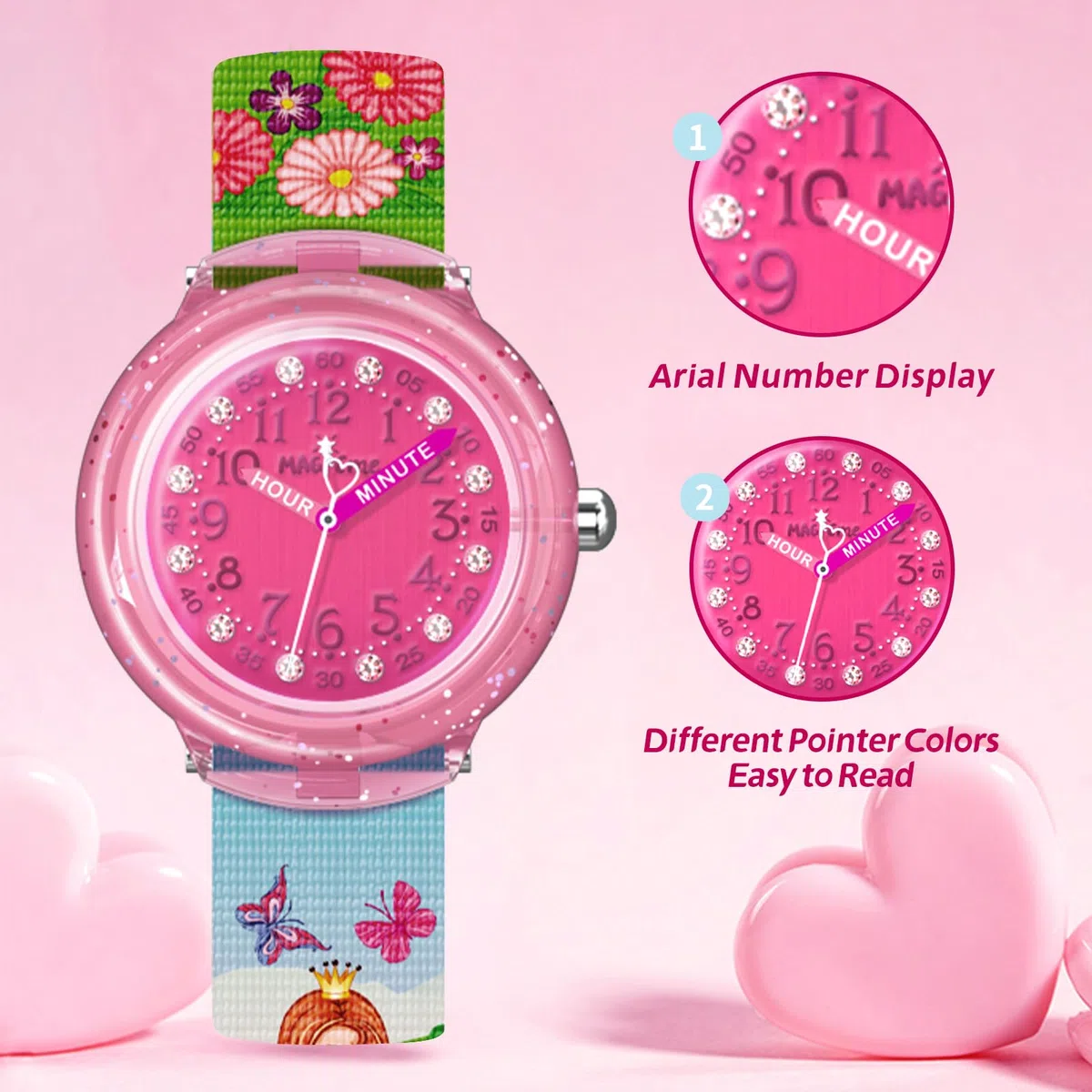 Reloj para Niños, Reloj Unicornio Estampados de Animal con Banda Textil Reloj Niño y Niña