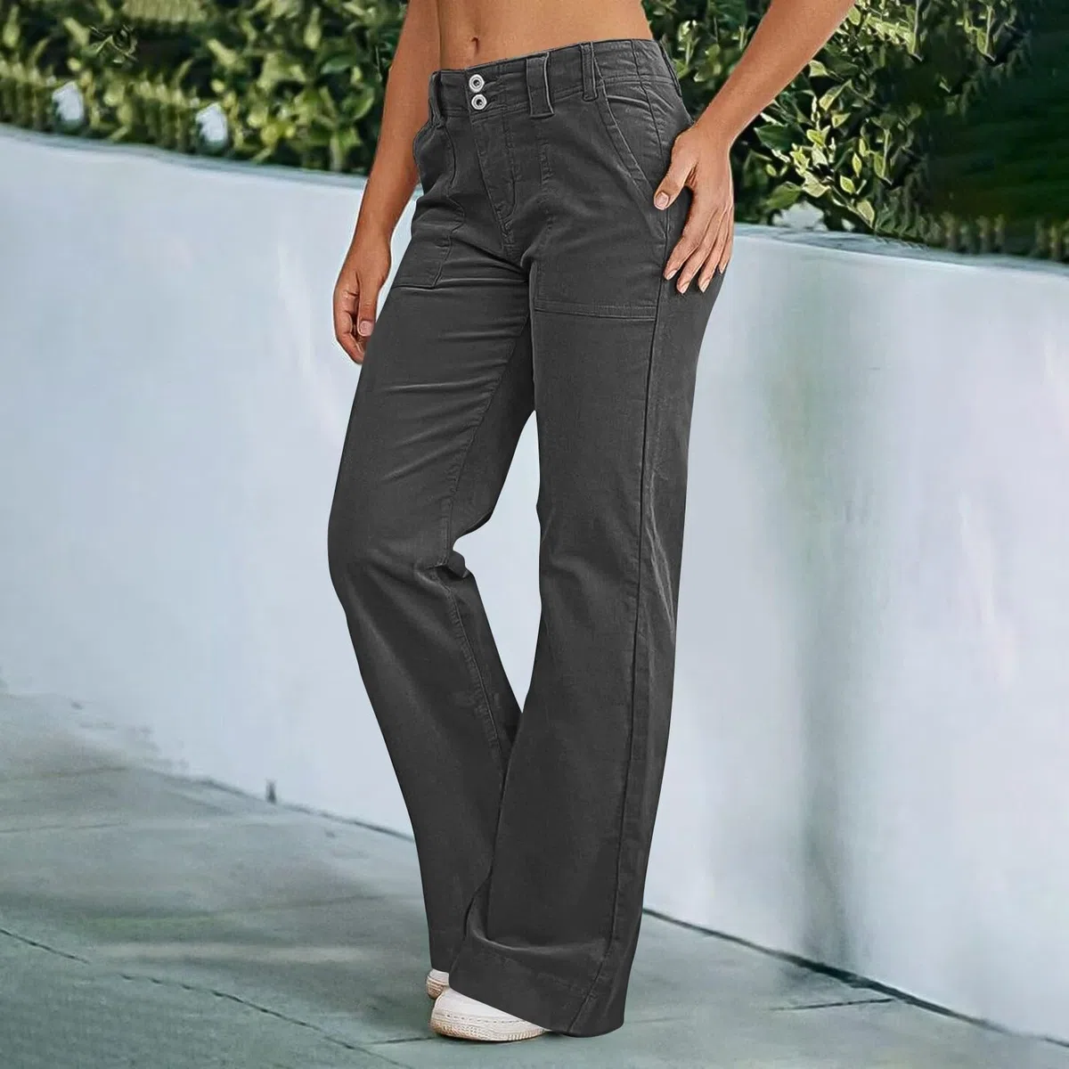 Pantalones acampanados para mujer, cintura baja, elásticos, adelgazantes, con tira de botones, vaqueros ajustados, vintage, pierna ancha, vaqueros con bolsillos, pantalones vaqueros elegantes para