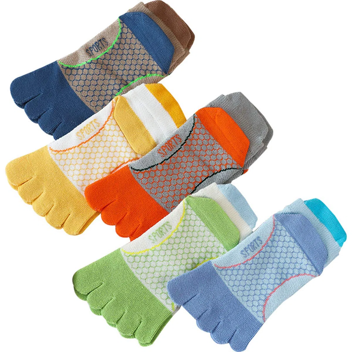 5 pares de calcetines de algodón transpirables con cinco dedos para niños