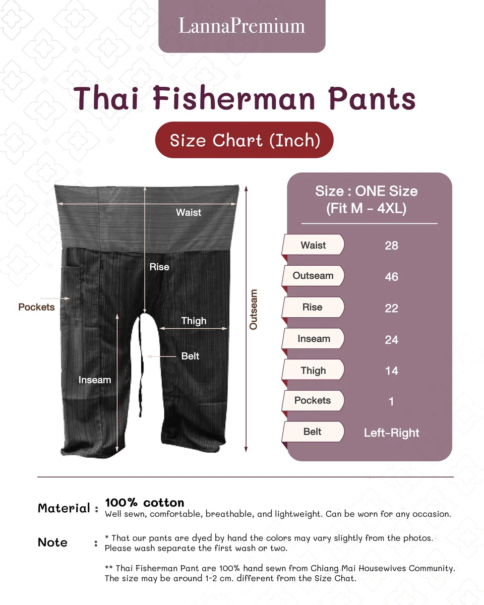 Pescador Pantalones Tailandeses Pantalones Tamaño Libre Yoga Algodón