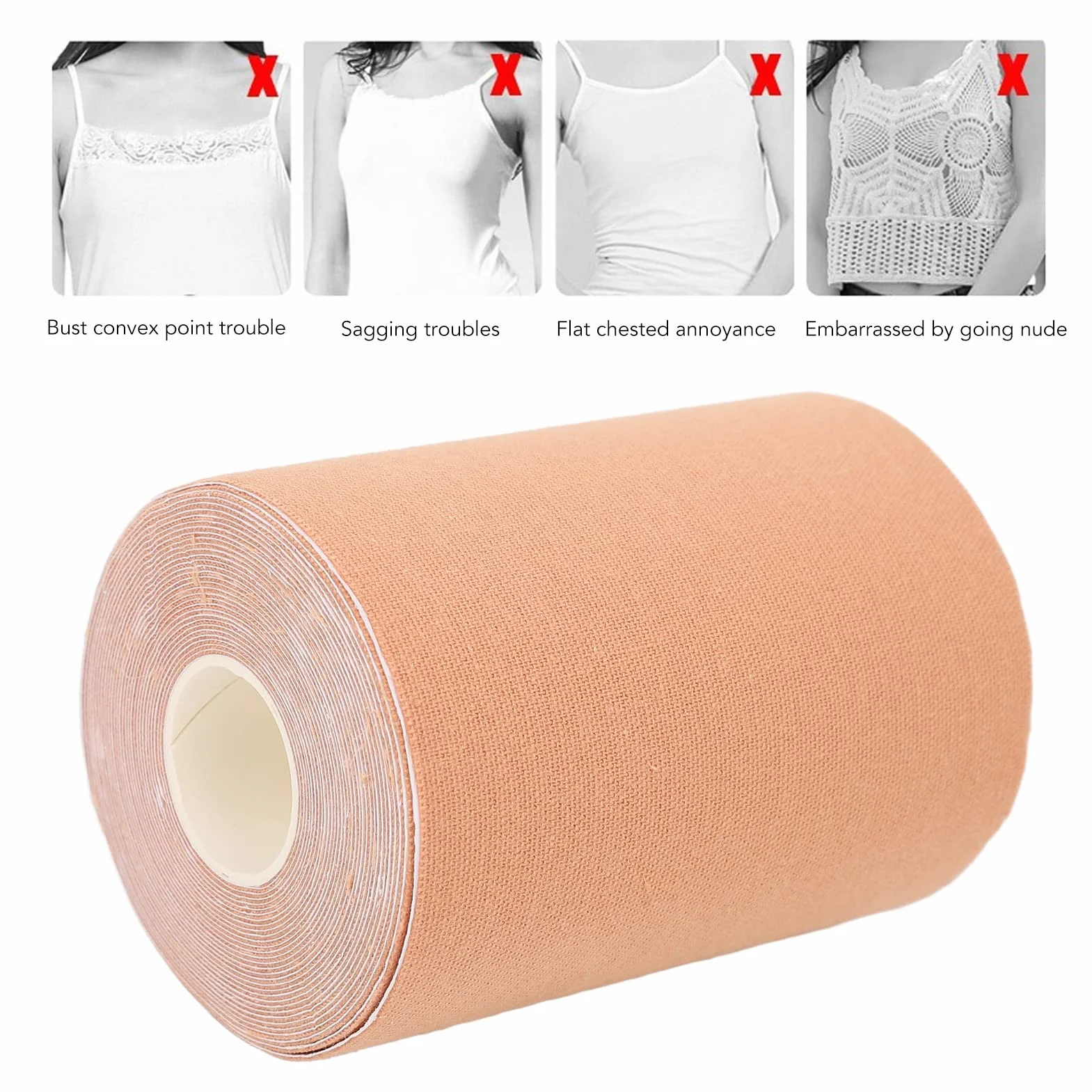 Cinta mamaria, Cinta Sujetador Autoadhesivo para Pecho Gran Cinta Corporal Prueba Sudor para Vestido sin Tirantes, Cinta Invisible, Pre Tape Venda Deportiva Underwrap Para Levantamiento De Senos