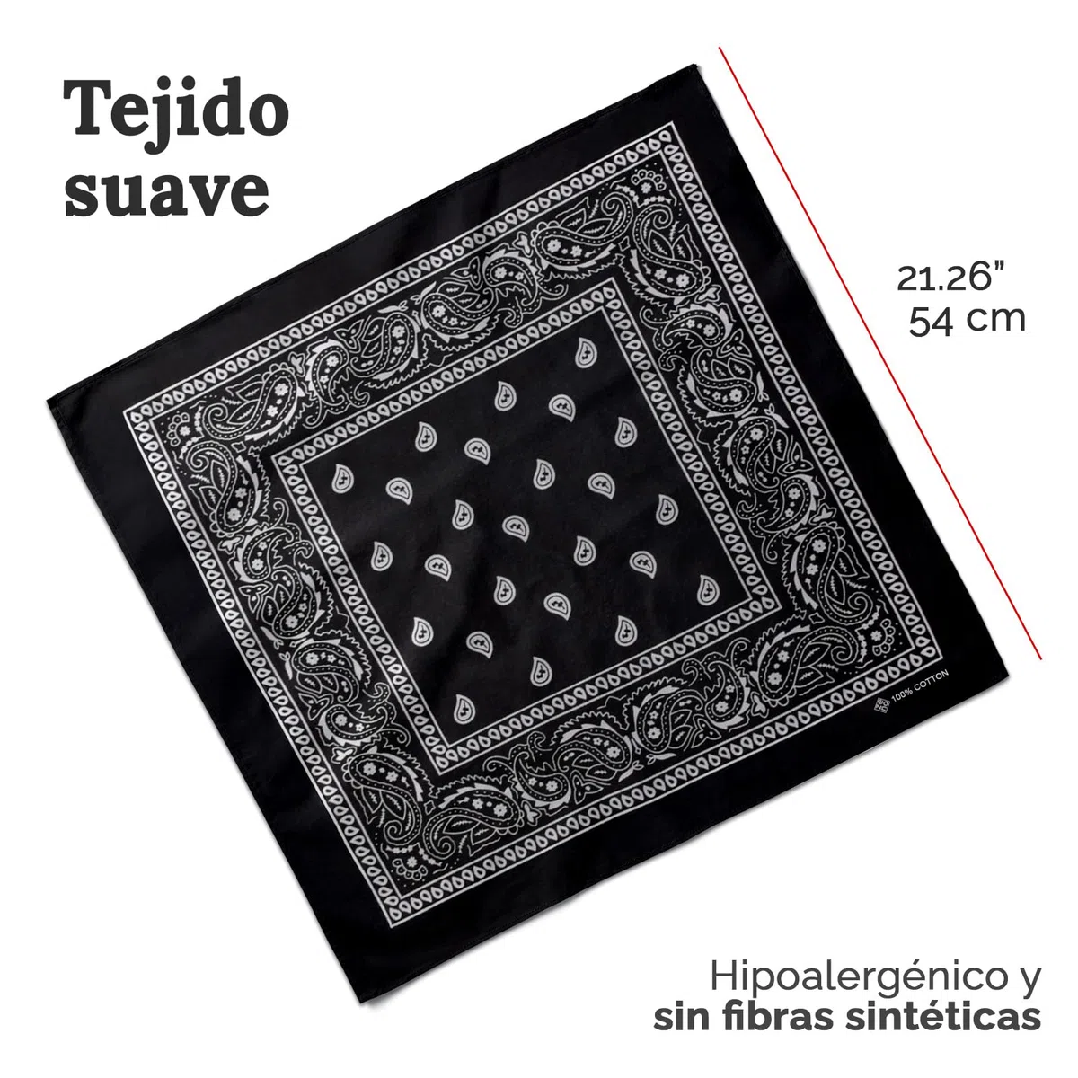 ZENO Bandana – 100% Algodón & Fibra Natural – Pañuelo Cabeza Hombre y Mujer Sin Poliéster – Suave, Resistente & Lavable – Bandana Hombre y Mujer – Unisex & Niños - 10 Pack
