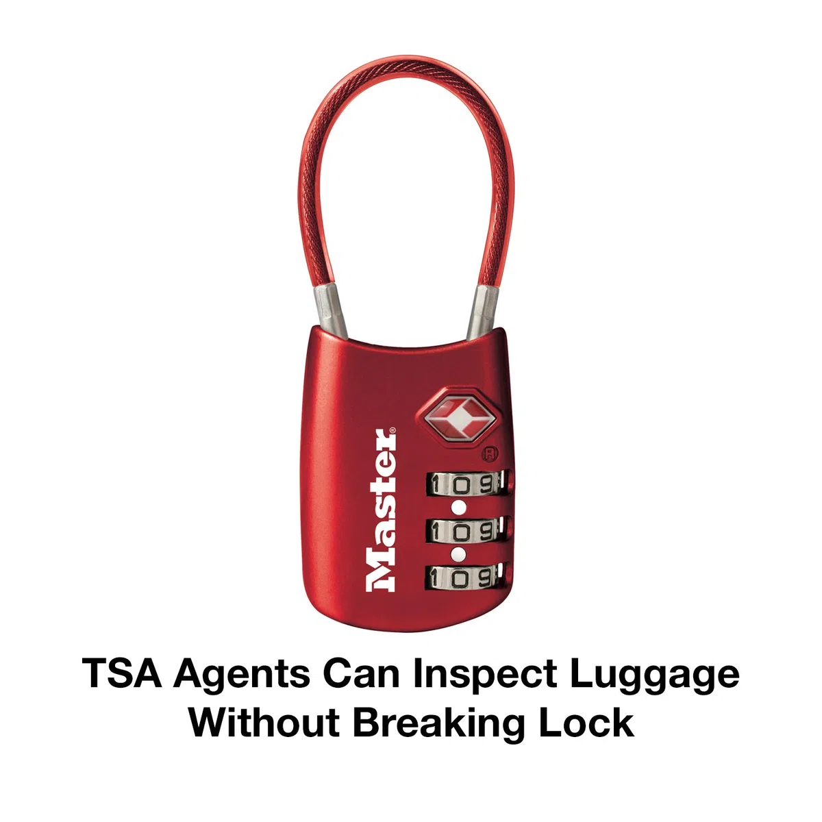 Master Lock 4688DRED Candado para equipaje con cable aceptado TSA, rojo por Master Lock