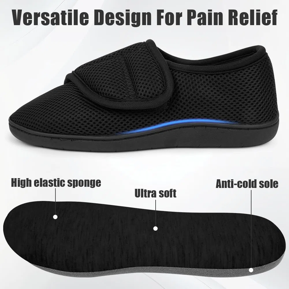 HOTUT Zapatillas ortoApédicas para diabéticos, Zapatos Diabéticos para Hombre, Ajustable Zapatos Turgente Pies Pantufla, para Diabéticos, para Pies con Edema