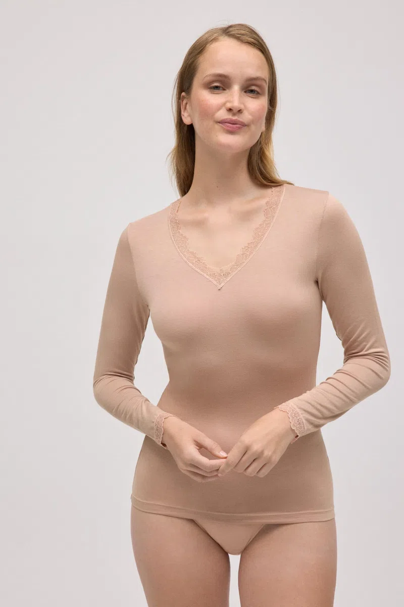 YSABEL MORA Camiseta Interior Manga Larga Bambú para Máxima Comodidad y Flexibilidad, Ideal para Piel Sensible, Tejido Suave y Transpirable, Ajuste Uso Diario, Alta Durabilidad.
