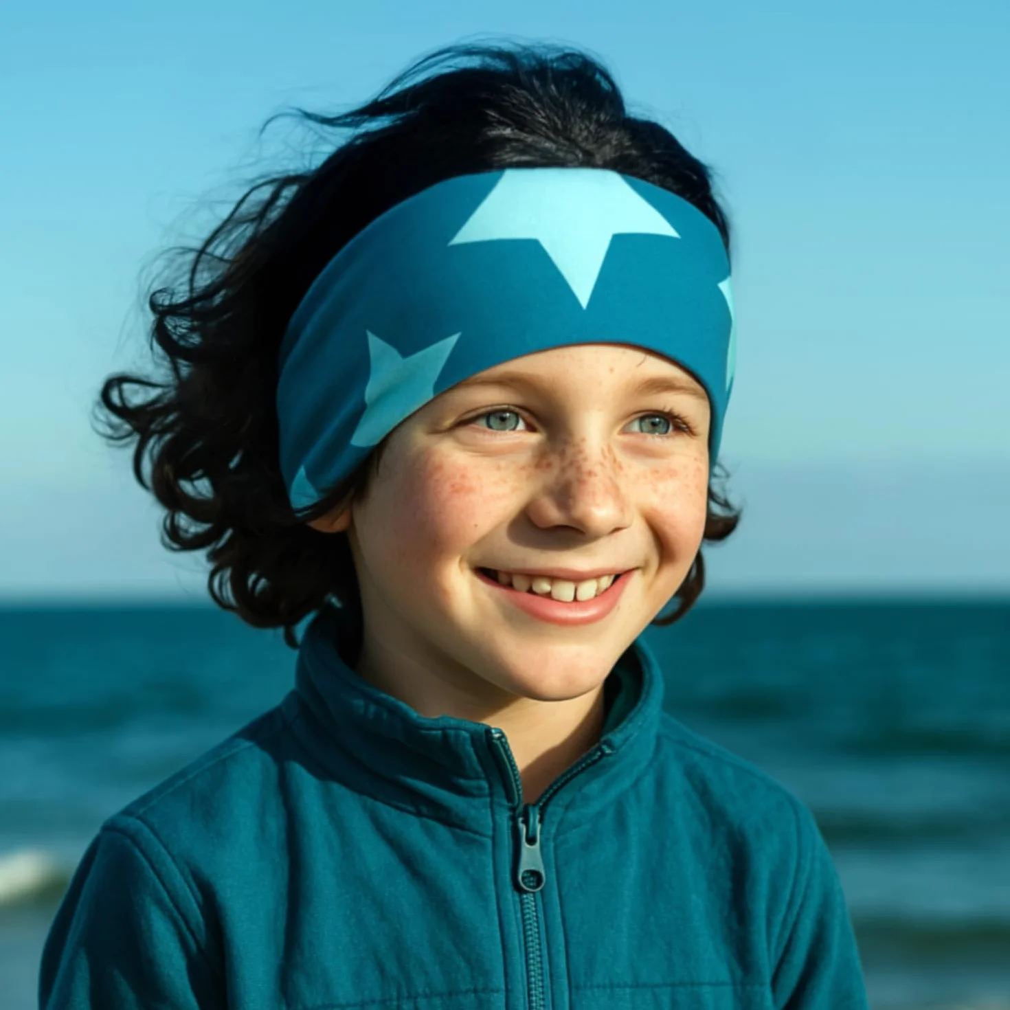 Wollhuhn - Cinta de pelo - para niño Azul Big Stars Petrol Talla única