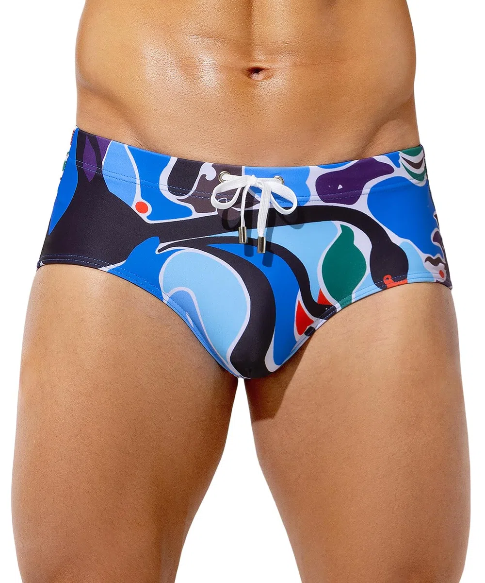 Casey Kevin Bañador Hombre Slip de Natación Estampado Bañadores Hombre Secado Rápido para Vacaciones, Playa, Piscina, Deportes Acuáticos