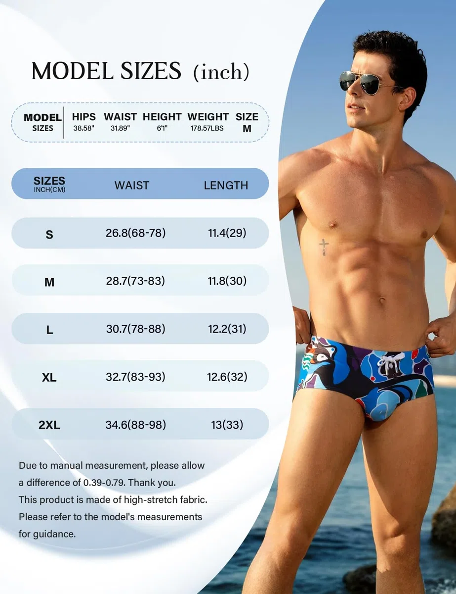 Casey Kevin Bañador Hombre Slip de Natación Estampado Bañadores Hombre Secado Rápido para Vacaciones, Playa, Piscina, Deportes Acuáticos