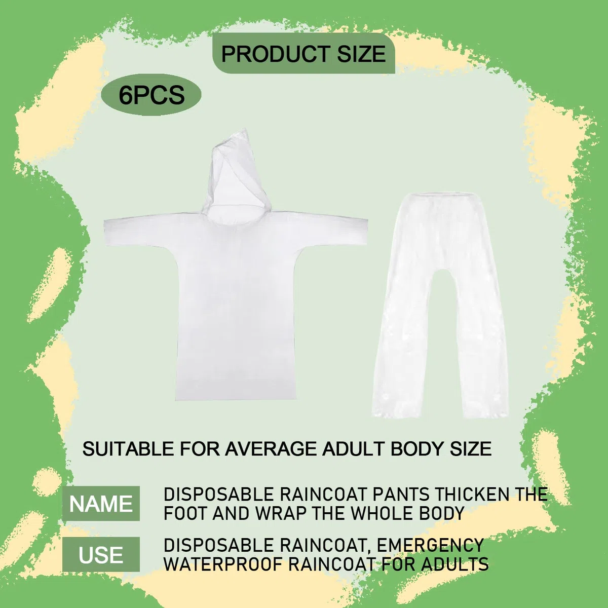 6 Piezas Chubasquero Transparente Desechables,Poncho Impermeable,Chubasqueros Impermeable con Capucha y Mangas,Plegable Poncho Emergencia Impermeable,para Viajes, Picnic, Deportes