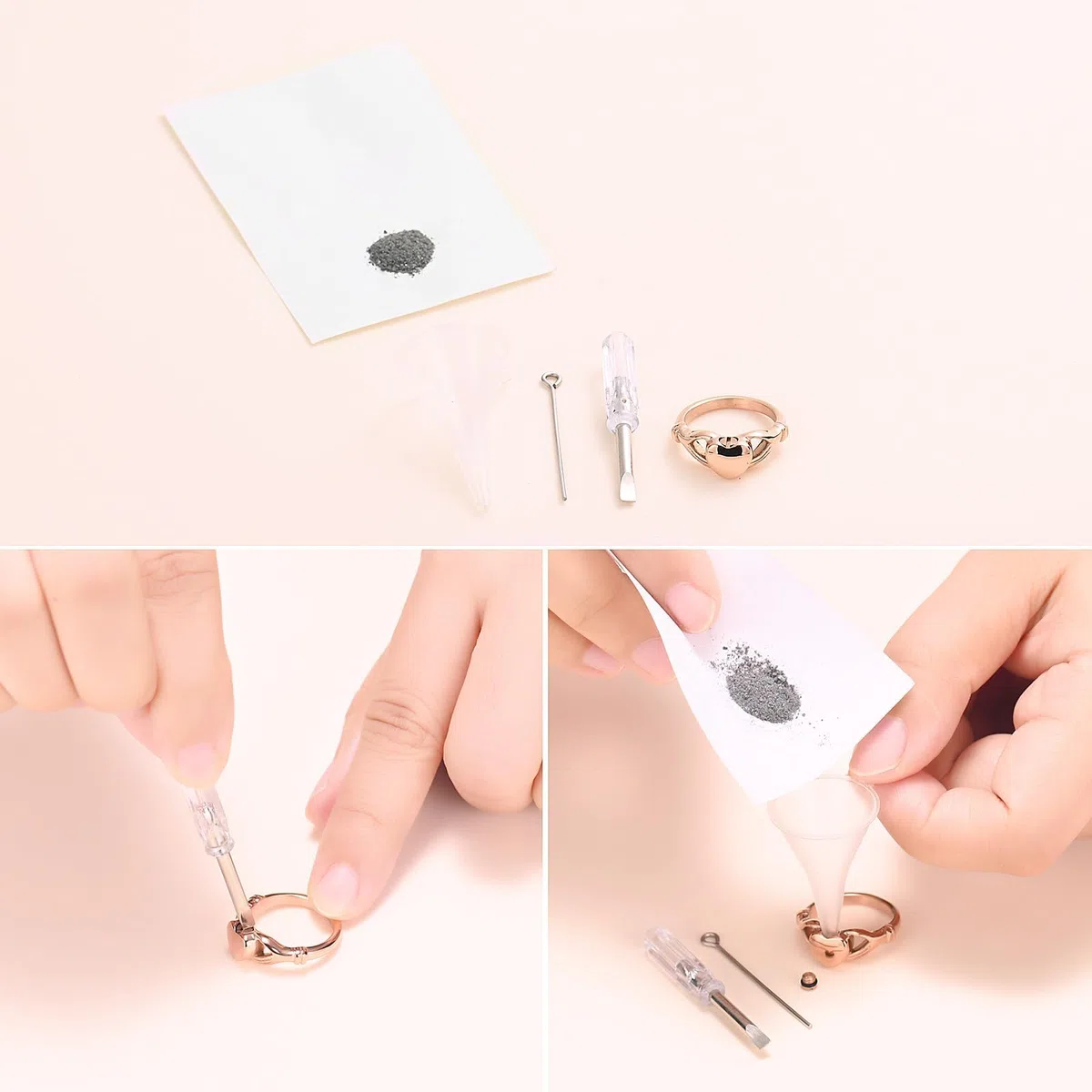 Anillo de urna de cremación para cenizas para mujer, acero inoxidable, anillo de dedo de corazón, impermeable, conmemorativo, anillo de cremación, sostiene cenizas de seres queridos