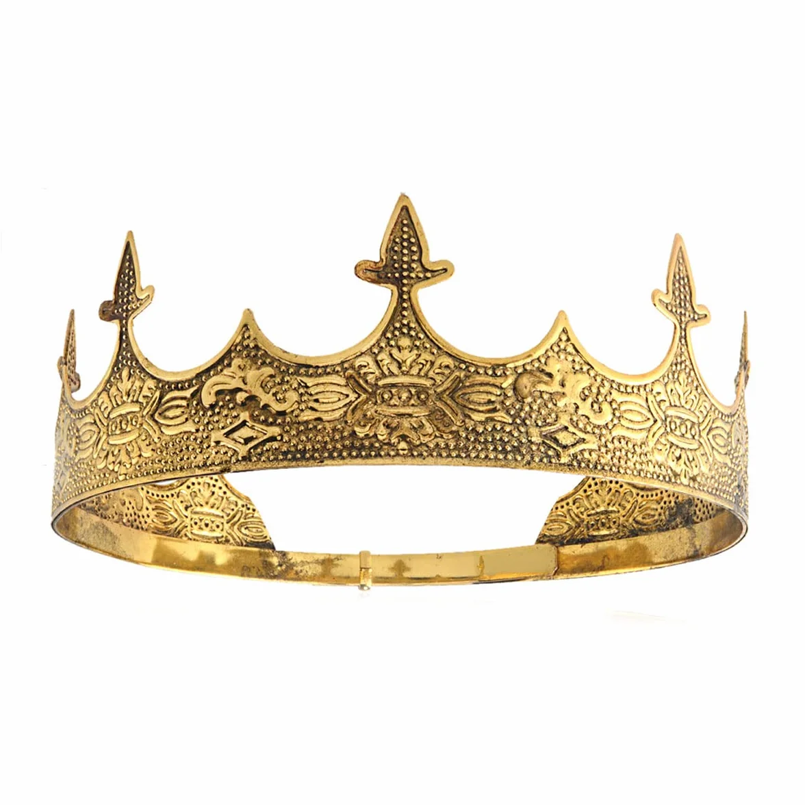 Tiara de corona real de joyería para cabello de rey, tiara grande de metal para hombres, disfraz de Halloween, M, Metal
