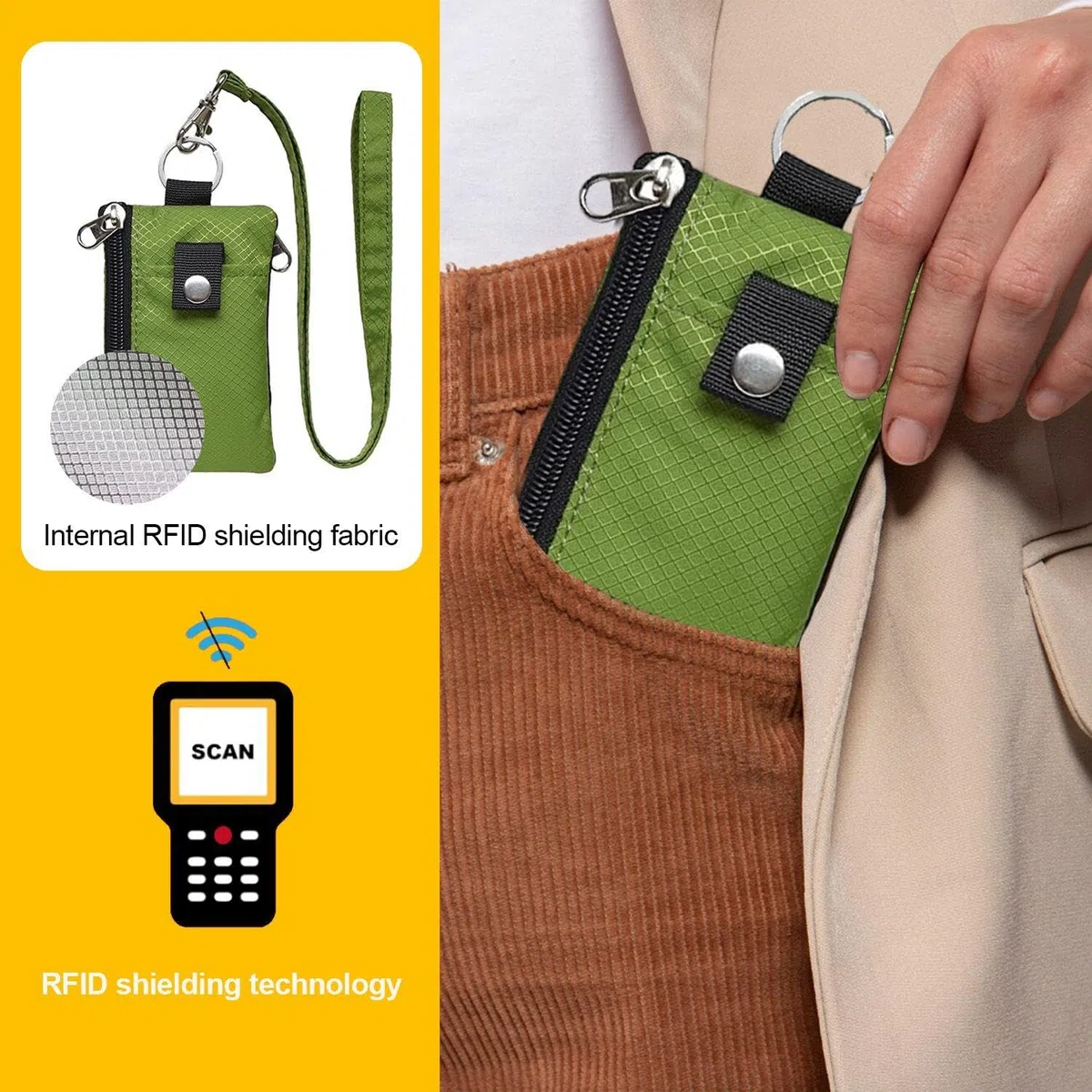 2 Piezas De Billetera De Viaje, con Protección Antirrobo RFID, Bolsa para El Pecho con Llavero Cole Y De Cuerda, Adecuada para Tarjetas De Identificación Y Pasaportes.