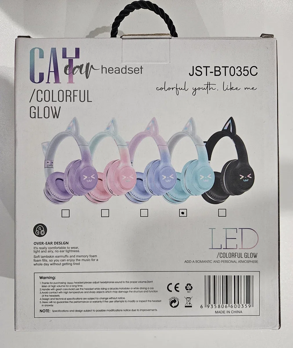 Genérico Auriculares Bluetooth Inalámbricos para Niños con Orejas de Gato LED, Sonido Estéreo, Micrófono, Batería Duradera, Diadema Ajustable, Plegables, Tarjeta TF y Jack 3.5mm, (Rosa)