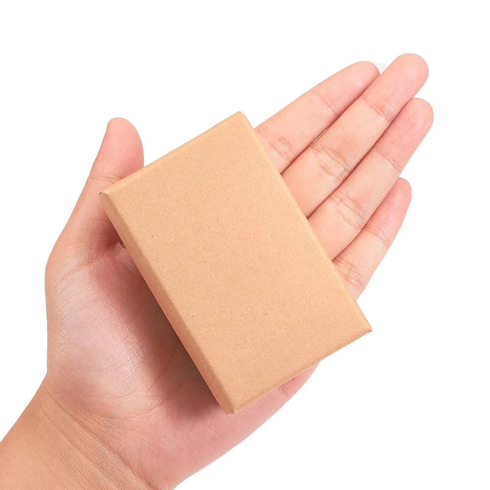 Craftdady Paquete de 24 cajas de joyería rectangulares de cartón kraft marrón, caja de regalo pequeña para anillos, collares, embalaje, boda, fiesta, cumpleaños, caja de regalo, 8 x 5 x 3,5 cm