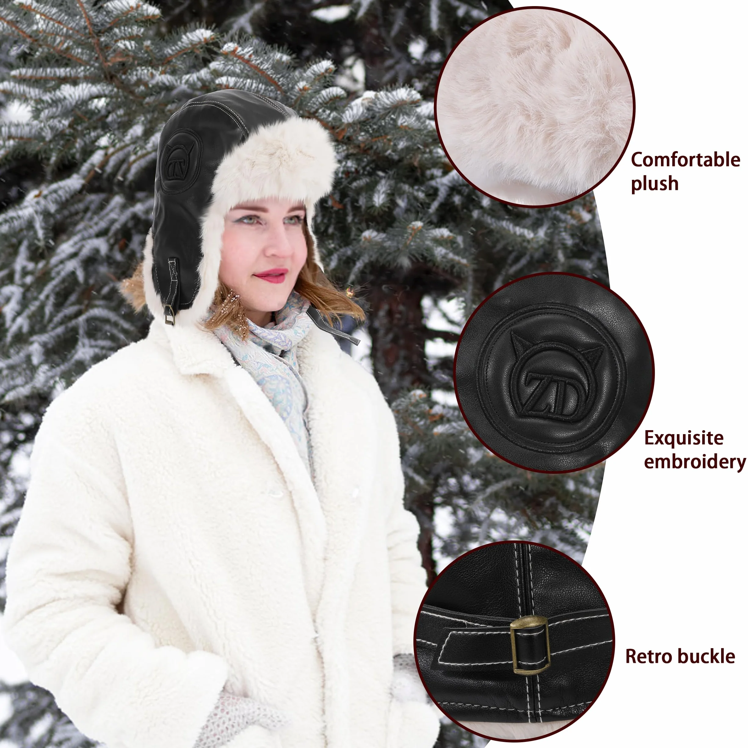 Sombrero de Cazador con Orejeras, Gorra de Piloto, Gorro Cálido, Sombrero de Soldado, Prueba de Frío, Gorro de Esquí de Invierno, Solapa para Las Orejass