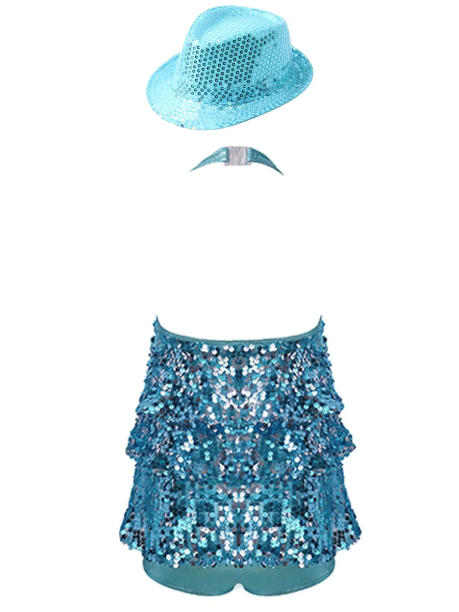 TiaoBug Maillot Lentejuelas De Baile para Niña Vestidos De Baile De Salón Leotardo Gimnasia Rítmica Traje De Danza Latino De Jazz Danza Moderno