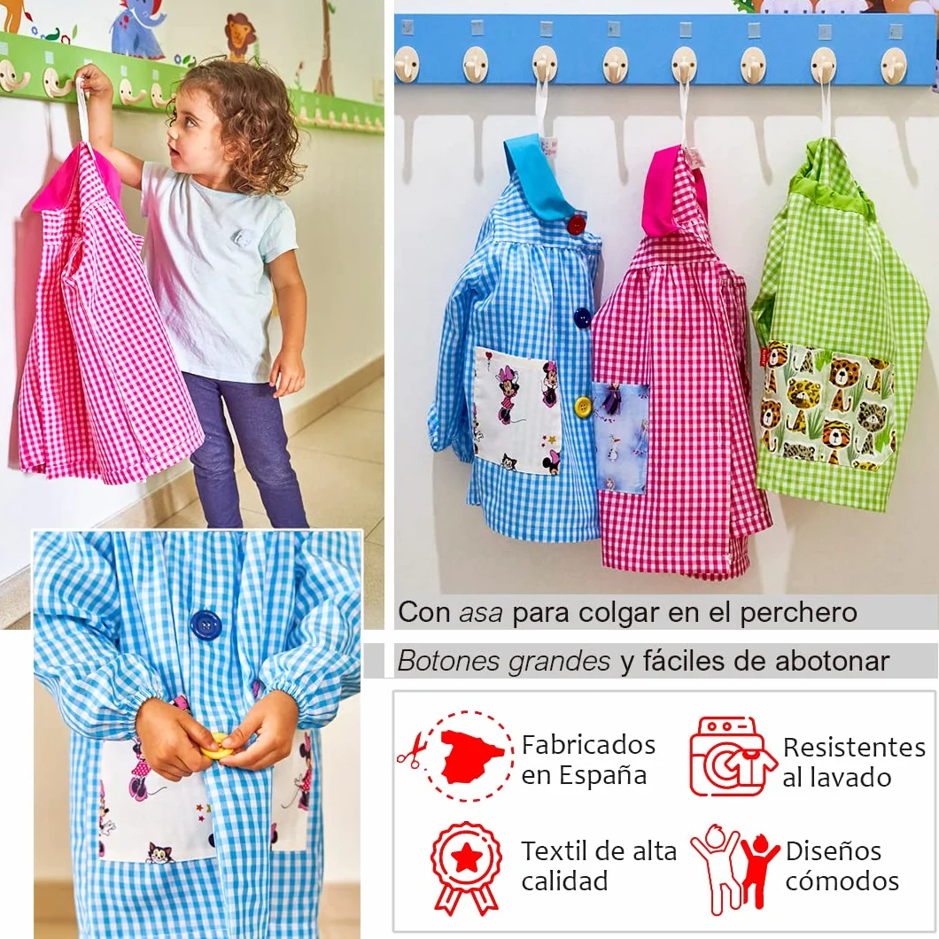 PONCHO - Babi poncho sin botones guardería. Bata escolar cómoda de vestir perfecta para comedores y colegios. bebé-niños color: MARINO talla: 0