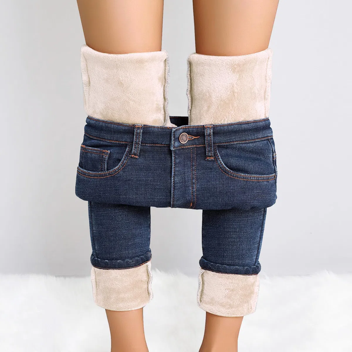 Jeans térmicos para mujer Jean acolchados de cintura alta, pantalones térmicos para mujeres adolescentes de invierno de forro polar forrados de mezclilla de invierno Streetwear Hip Hop