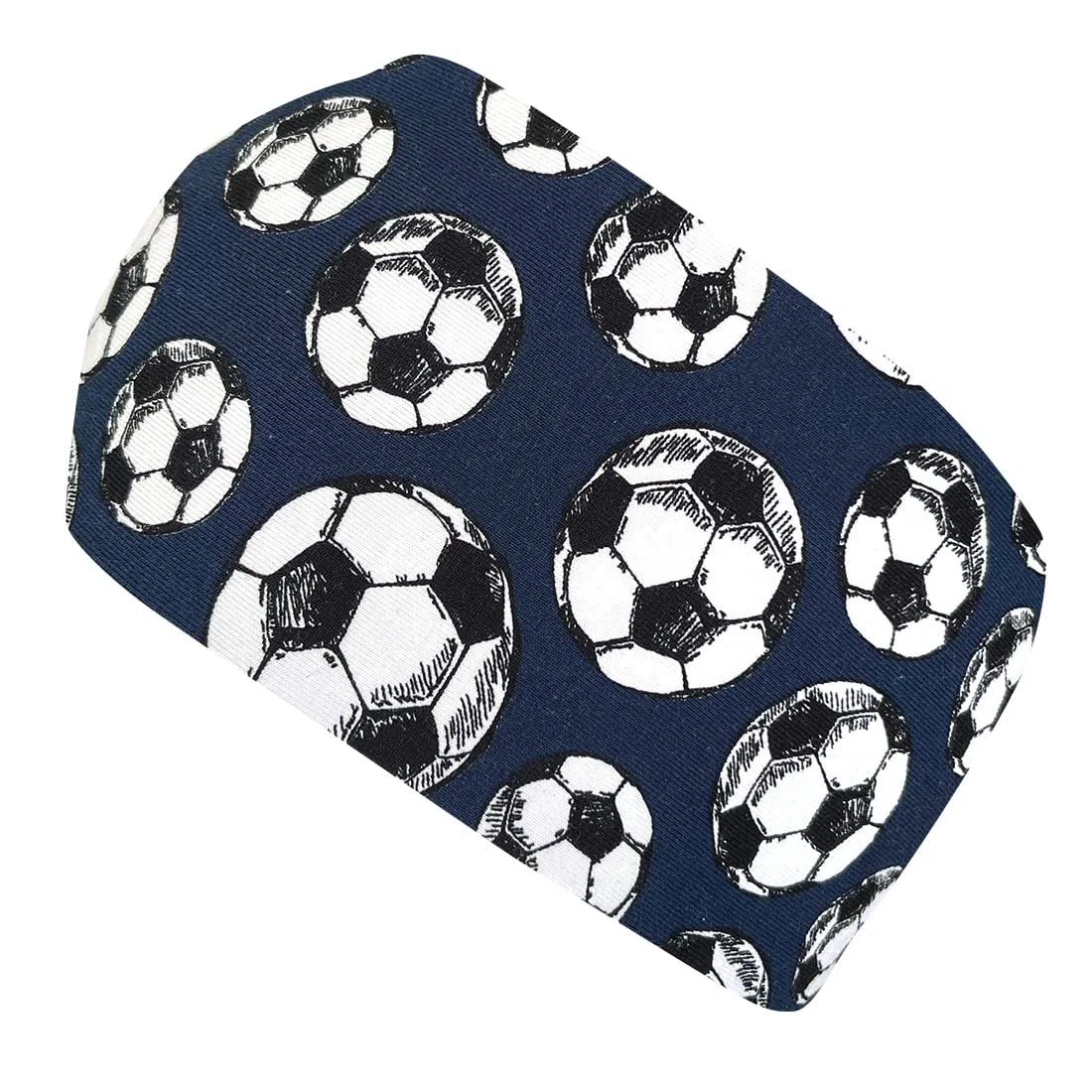Wollhuhn Cinta elástica para la cabeza para niños y niñas, cómoda de algodón, muchos diseños (fútbol azul oscuro) 21215152