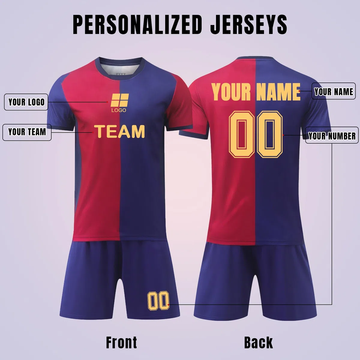 Barca Camisetas de Fútbol Personalizadas para Hombres y Mujeres Camiseta de Fútbol de Casa/Visitante con Nombre y Número Ropa Futbol Niño Infantil/Adulto Replica Oficial con Licencia Oficial