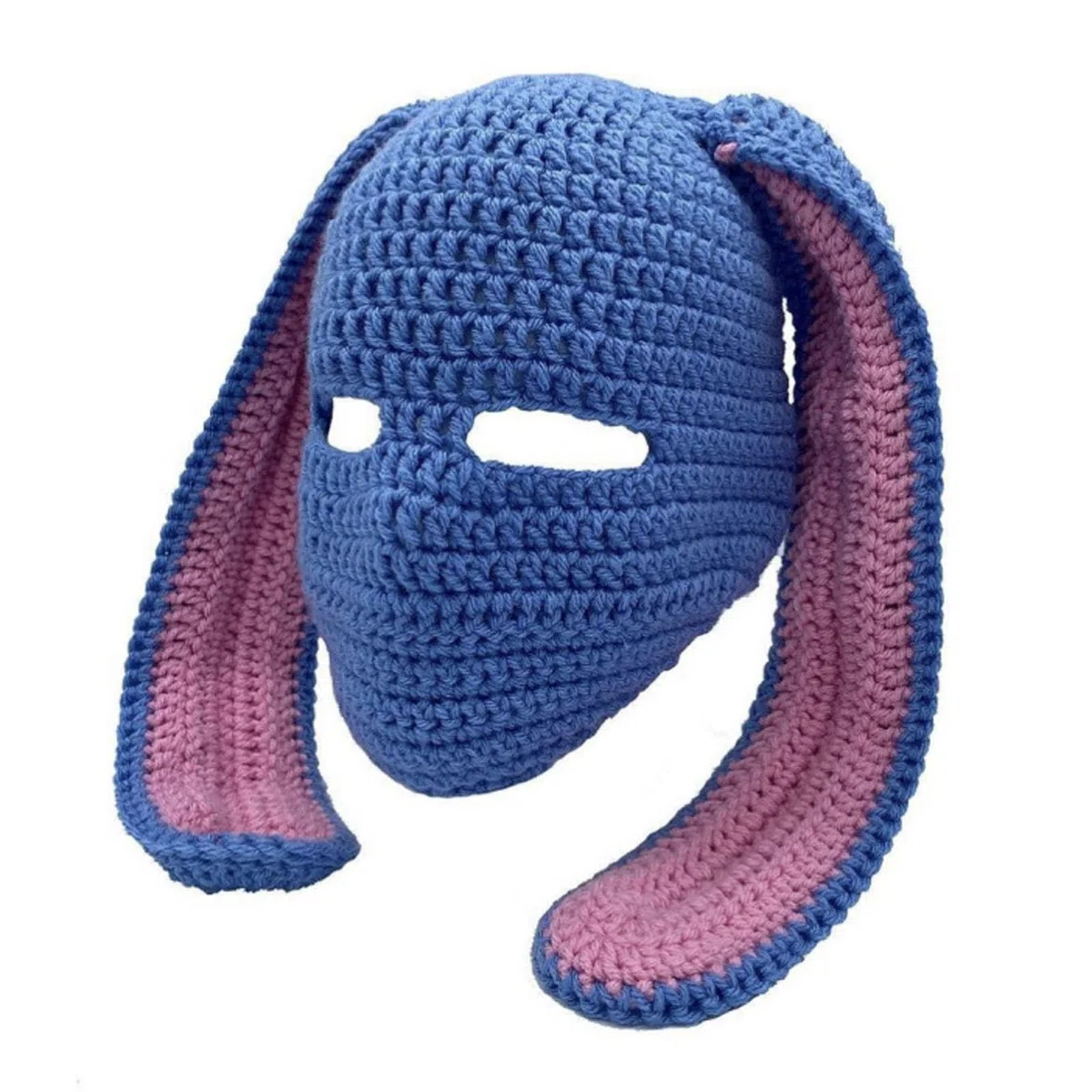 Pasamontañas divertido con orejas de conejo, gorro de moto, pasamontañas de punto, pasamontañas, bicicleta, mujer, hombre, invierno, máscara facial cálida, al aire libre, gorras de nieve, trineo de