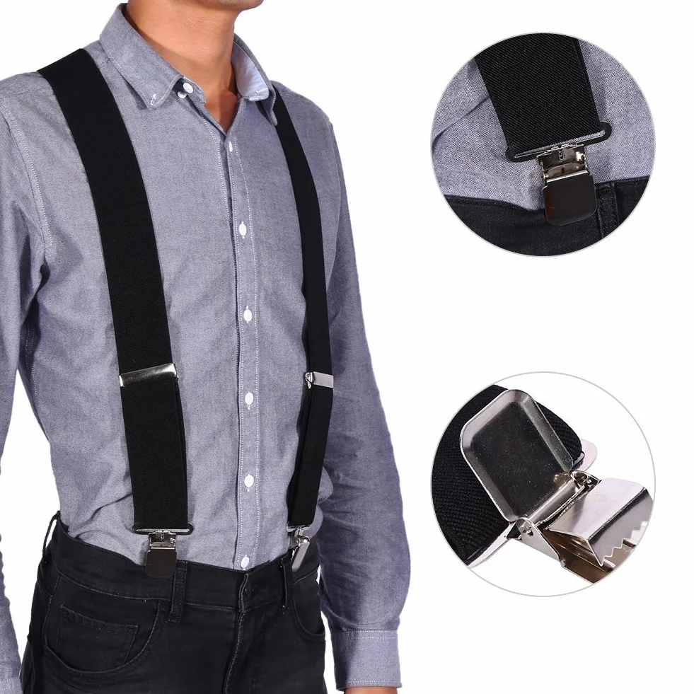 Tirantes anchos elásticos para hombre de los 50MM de las tirantes X forma los apoyos elásticos ajustables del pantalón con los clips del metal