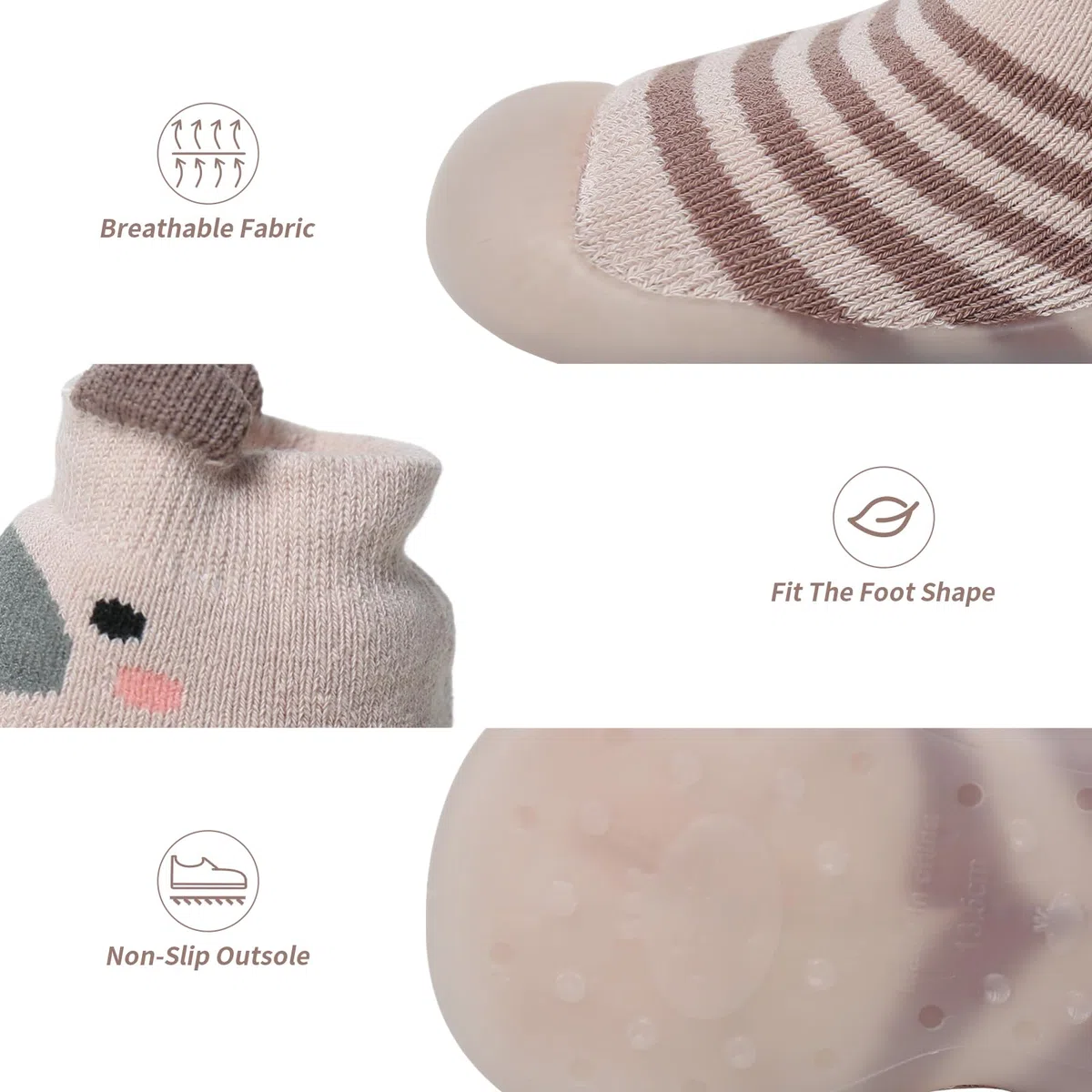 Zapatos Bebe Primeros Pasos Zapatos Calcetines Bebe, Calcetines Antideslizantes Niño con Suela de Goma Suave Zapatillas Unisex Bebé con Estampado de Dibujos Animados