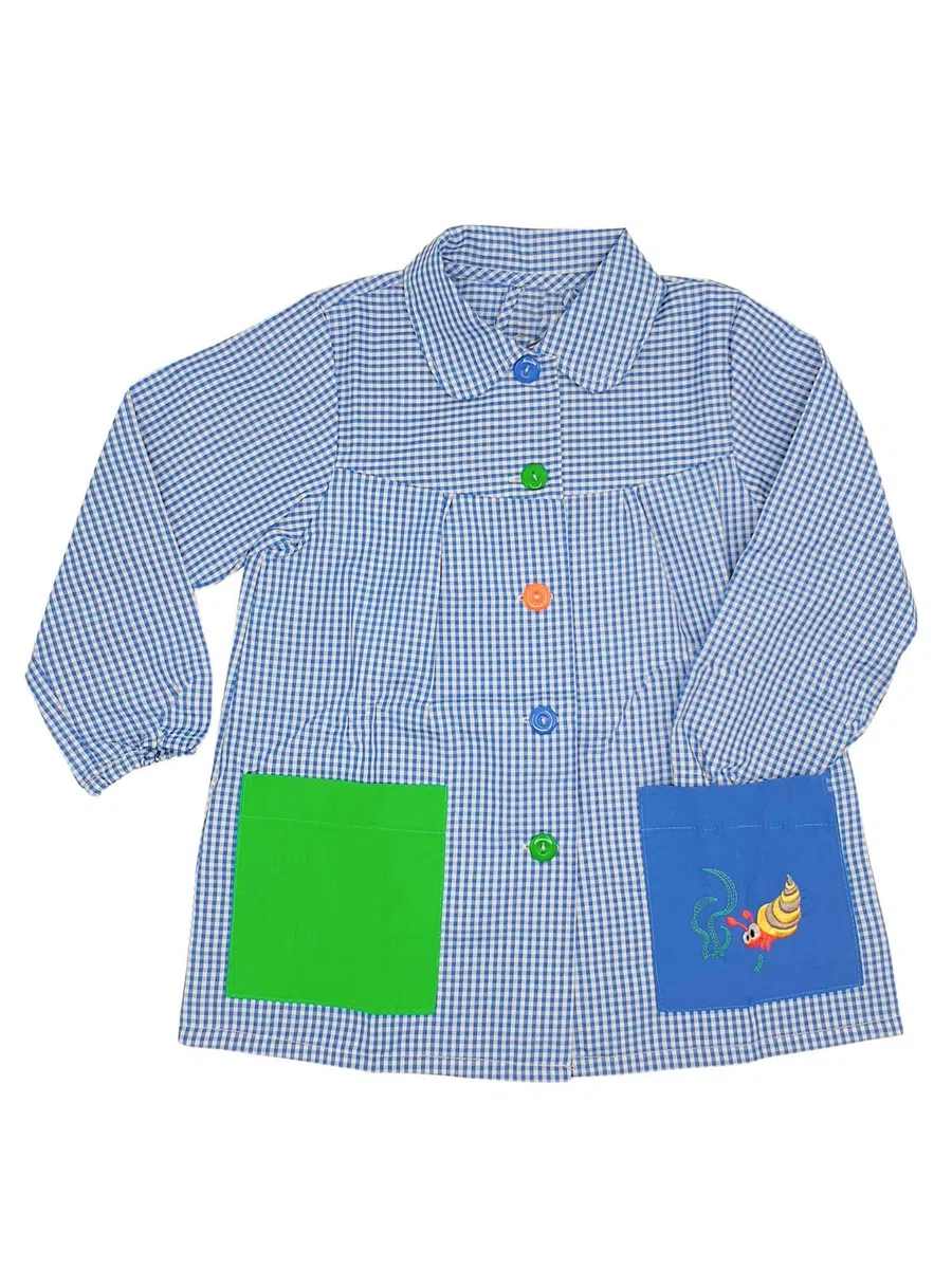 MAGIC SELECT Babi Escolar Infantil. Bata Escolar con Botones para Guardería y Colegio. Babi Infantil con Bolsillo Bordado, para Niños y Niñas.
