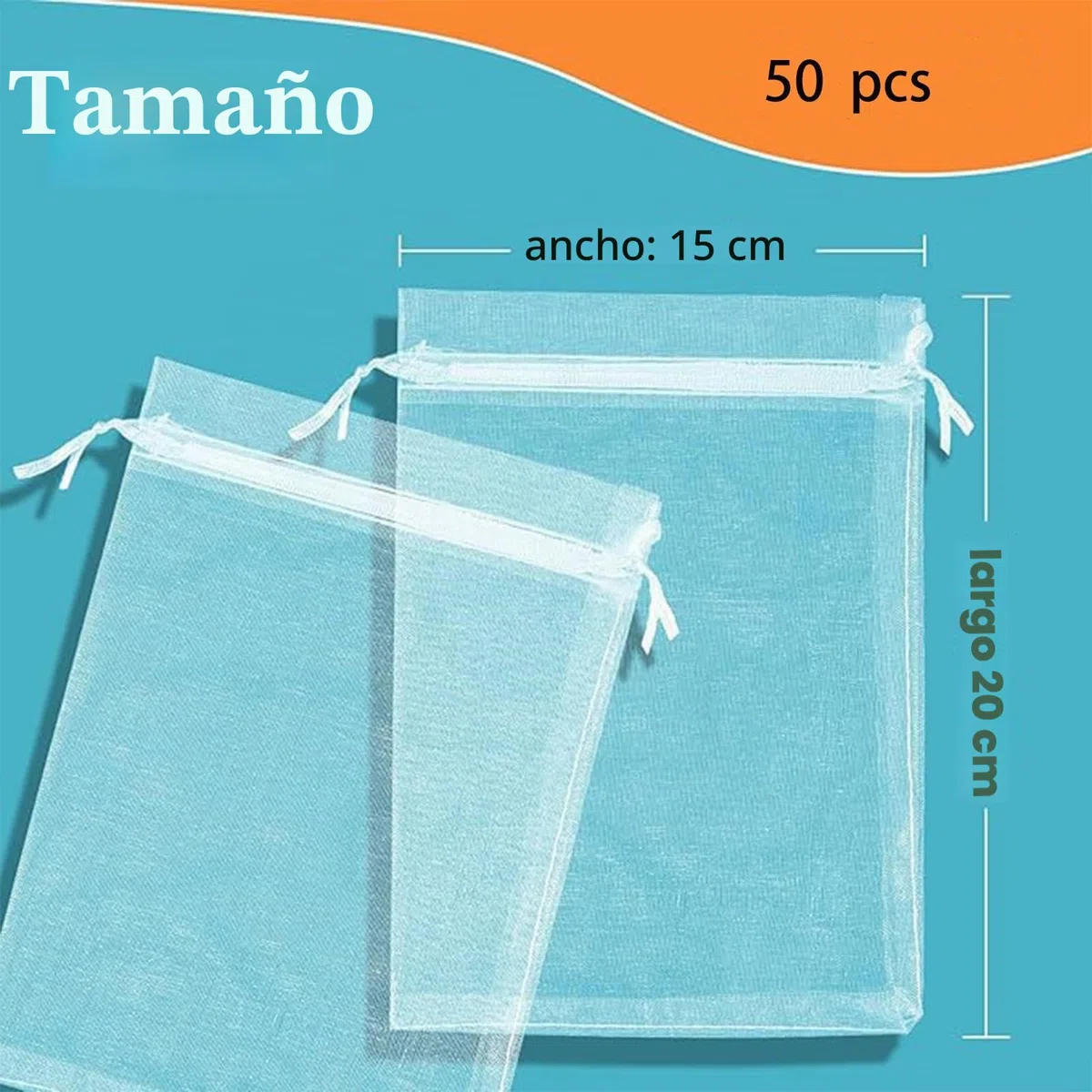 DAHI 50 Piezas Bolsas de Organza 15x20cm Blanco Transparente Bolsa de Regalo de organza, Bolsa para Joyas, Bolsa de Boda, Bolsa de Lavanda, Bolsitas para Regalos, Preferencias de Boda
