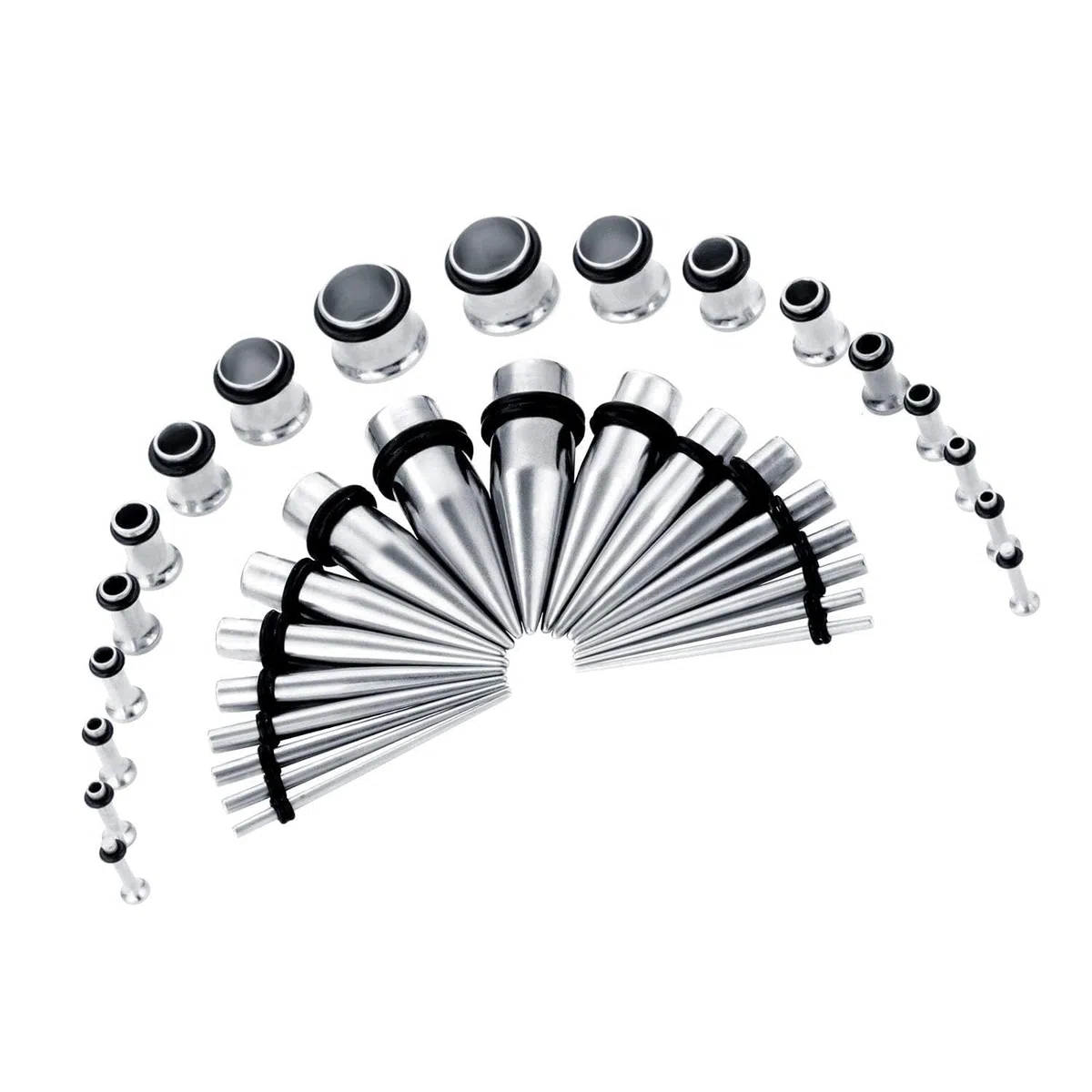 Crdifu 36 Pares Kit de Estiramiento de Oreja Tapones Acrílico Silicone Calibres Grandes Expansores Túnel Piercing Joyería(1.6-10mm)