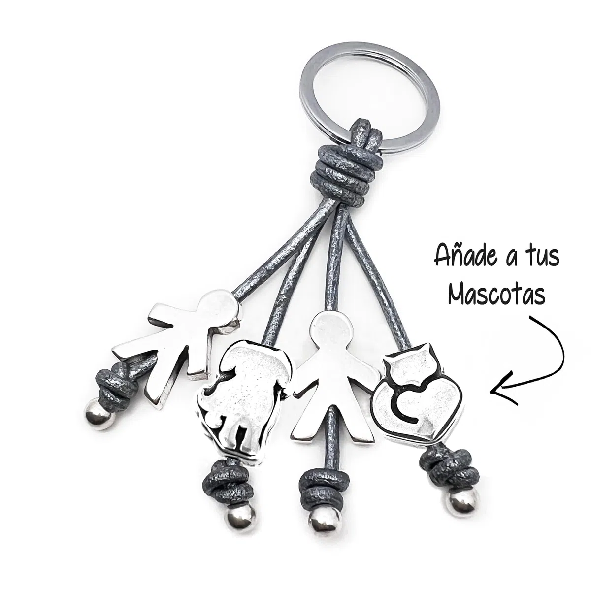 Llavero con Nombre Personalizado. Fabricados en Zamak Baño Plata y Cuero Español. Regalo Día del Padre.